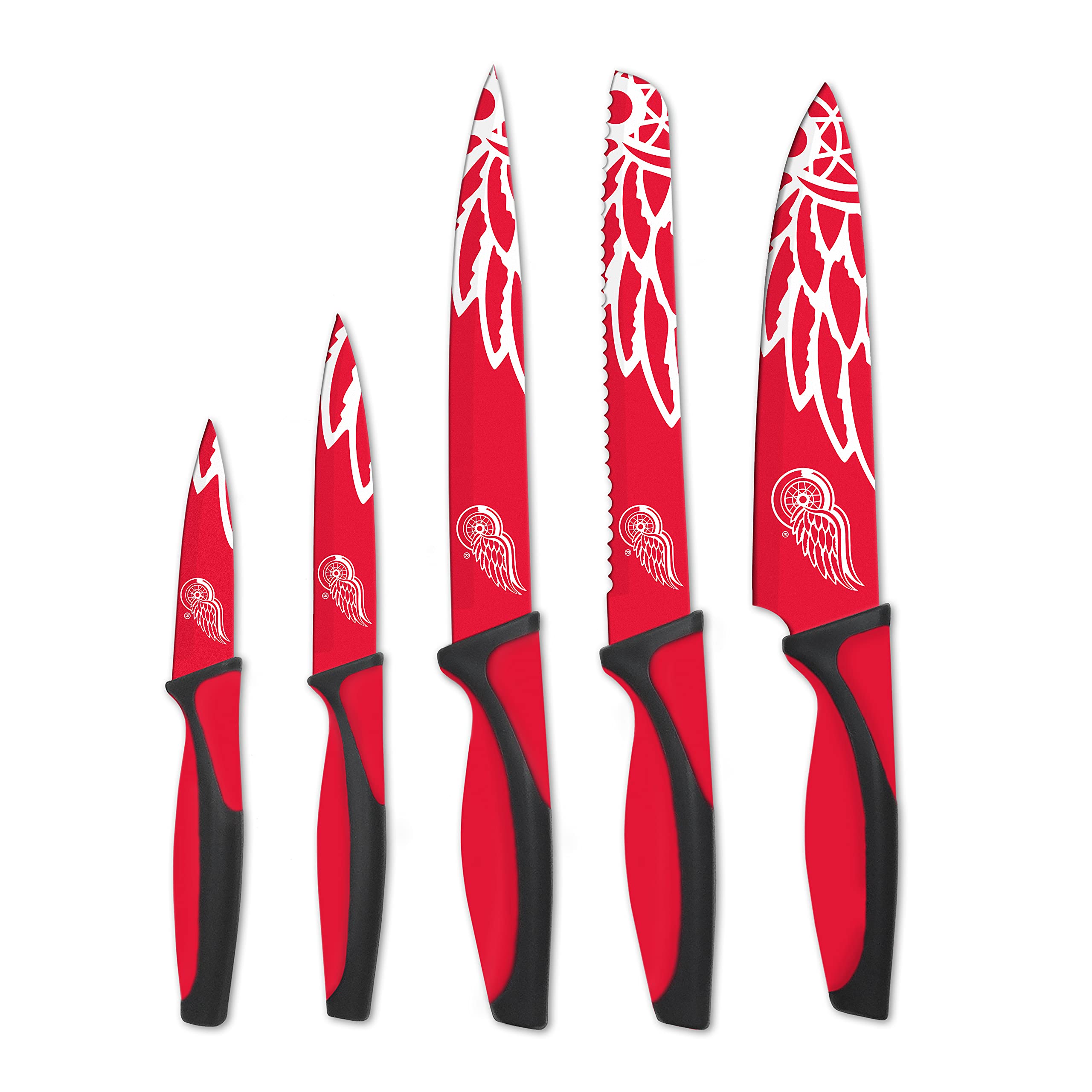 NHL 5-Piece Kitchen Knife Set - Includes Chef, Bread, Carving, Utility & Paring Knives - Durable & Dishwasher Safe - Ideal Gift for Sports Fans