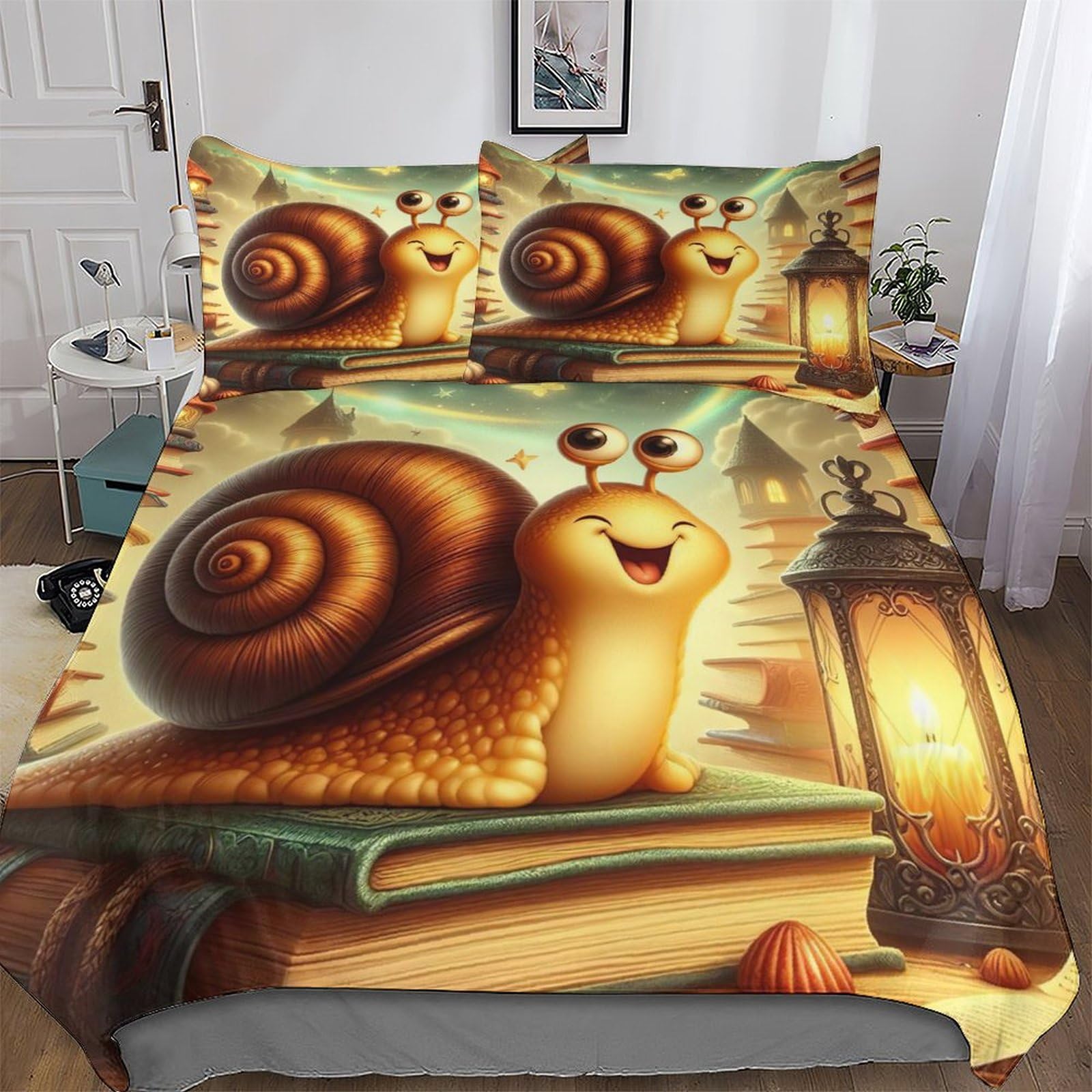 Housse de couette escargot mignon 220x240cm pour une chambre d'enfant ludique