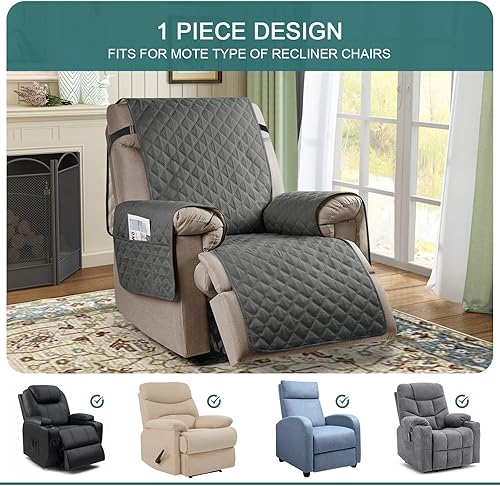 Miniatura 3 de Ruaozz Funda para silla reclinable 100% impermeable, antideslizante, de gran tamaño, para silla reclinable grande, lavable, con correas elásticas