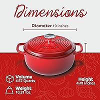 Vista 80 de Segretto Cookware Enameled Dutch Oven Pot with Lid Rosso (Gradient Red) 1.7 Quarts Cast Iron Dutch Oven with Handle 1.7 qt Enamel Small Cast Iron