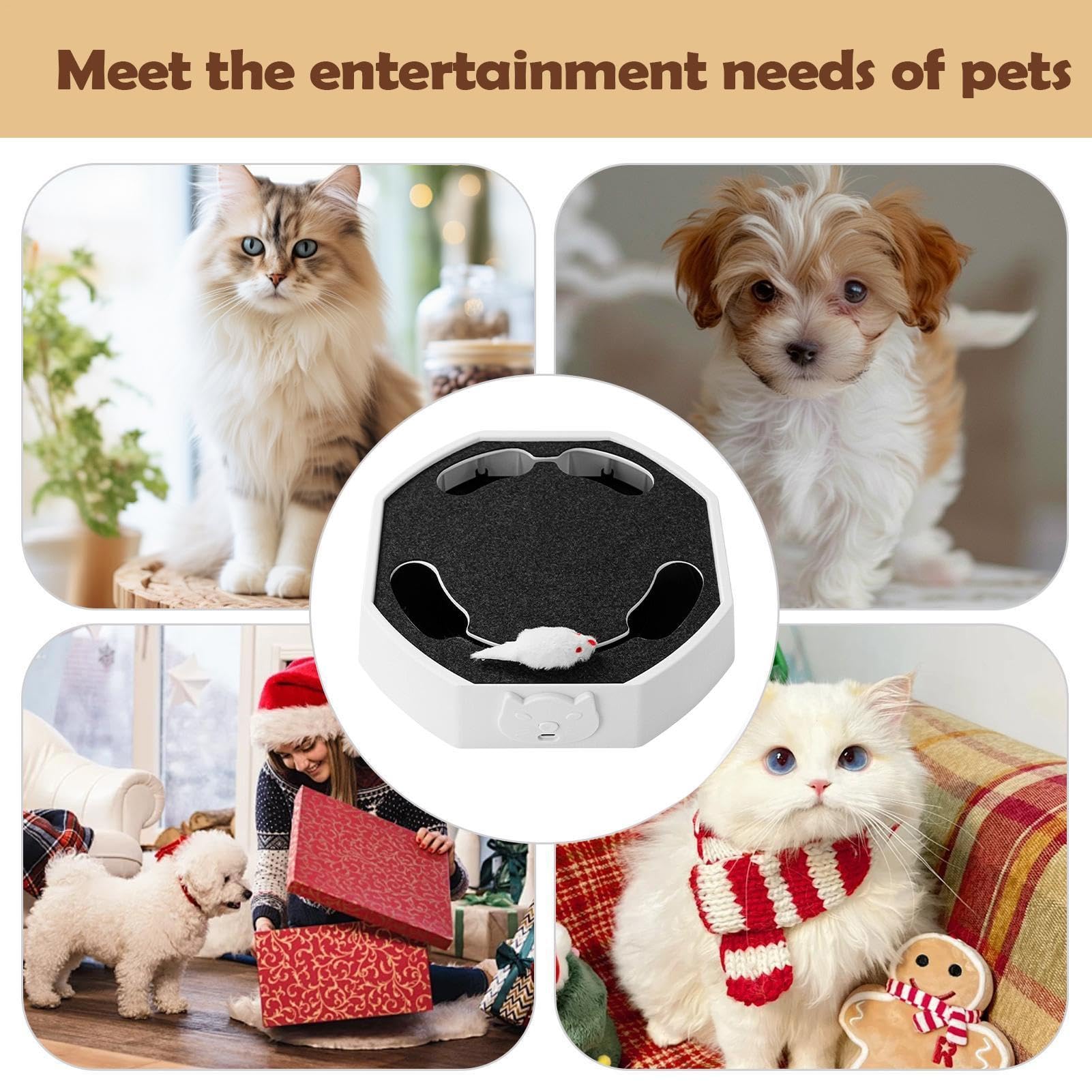 Juguete Automático para Gatos Juego de Enriquecimiento con Ratones de | Juguetes Recargables para Felinos de Interior para Dormitorio Hogar Apartamento Zona de Juegos Tiempo a Cocina