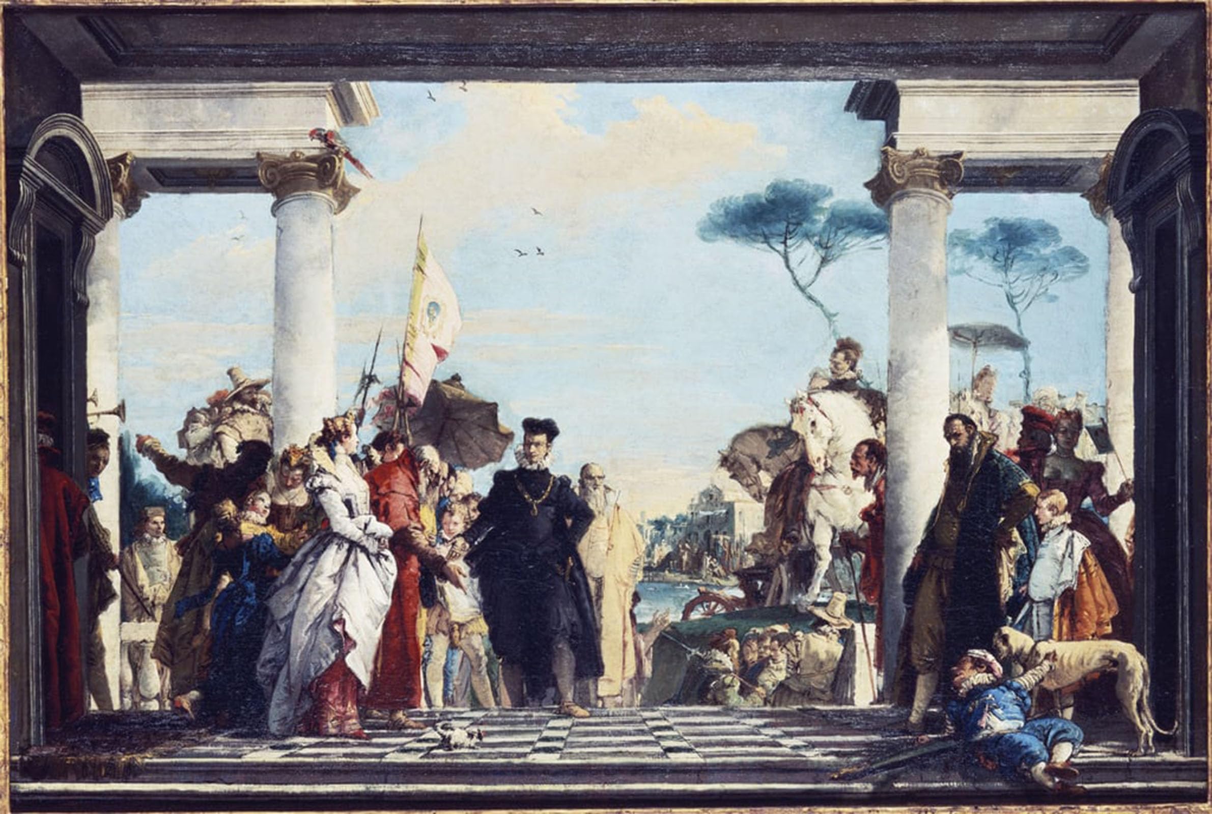 SERENDIPITP Abstract Painting Mural Print Picture Wall Decor Painting the Arrival of Henri Iii At the Villa Contarini by Battista Tiepolo Vintage Wall Artwork for Home Decor 60x90cm