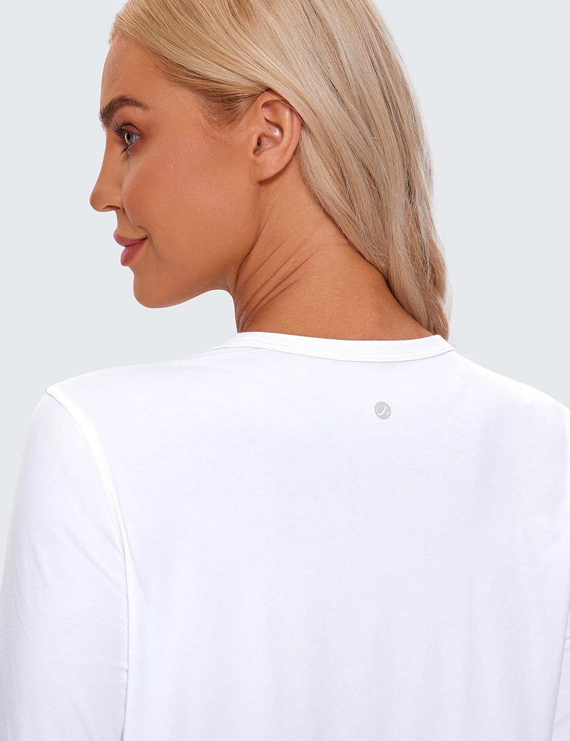 CRZ YOGA Pima Cotton Round Neck Top | Workout, Naturally Soft, Classic Fit, Waist Length, Ribbed Neck and Cuffs, Long Sleeve Shirts for Women