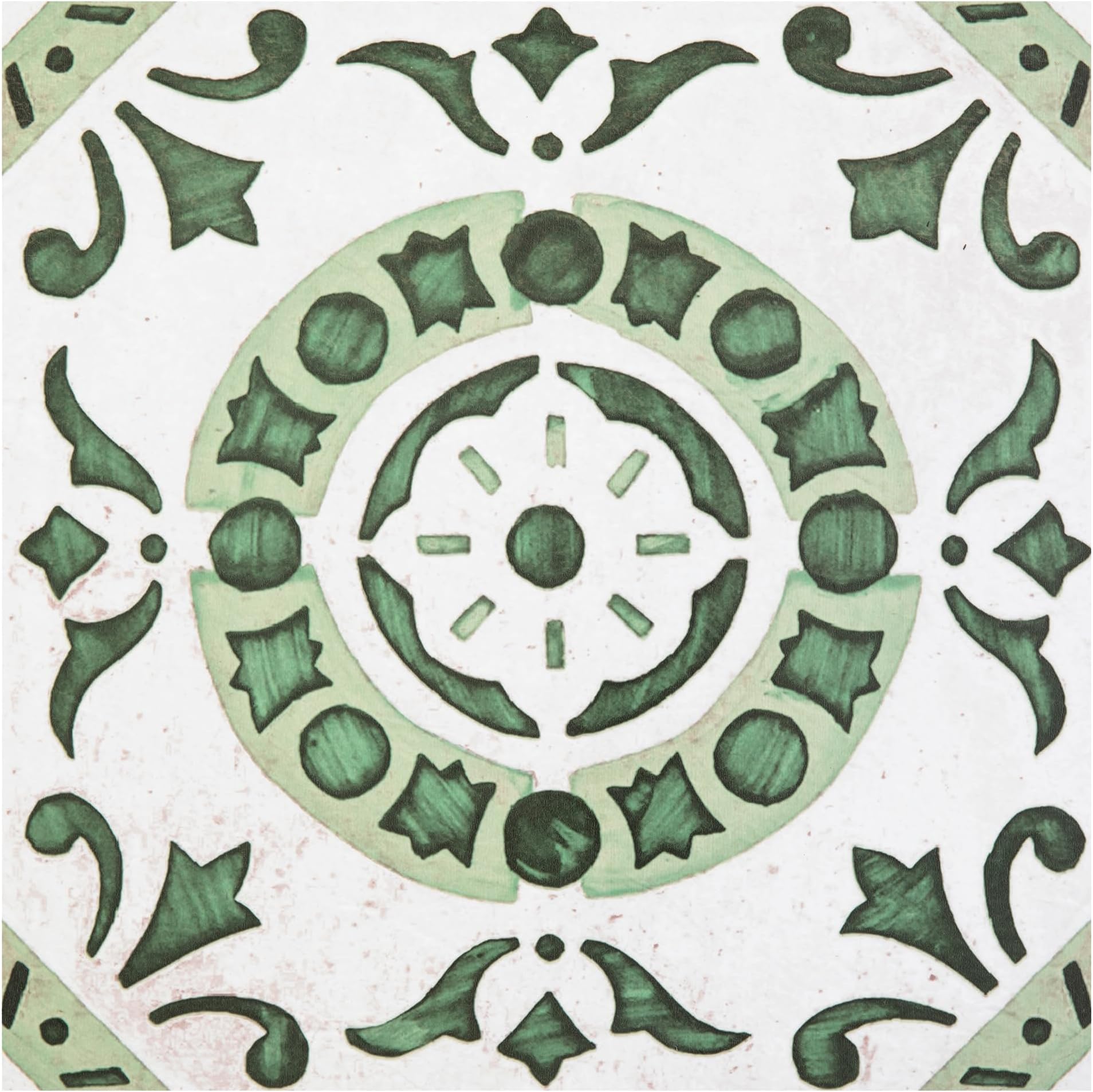 Retro Self Adhesive 12-Inch Vinyl Floor Tiles, 20 Tiles - 12" x 12", Green Medallion Pattern - Peel & Stick, DIY Flooring for Kitchen, Dining Room, Bedrooms & Bathrooms by Achim Home Decor