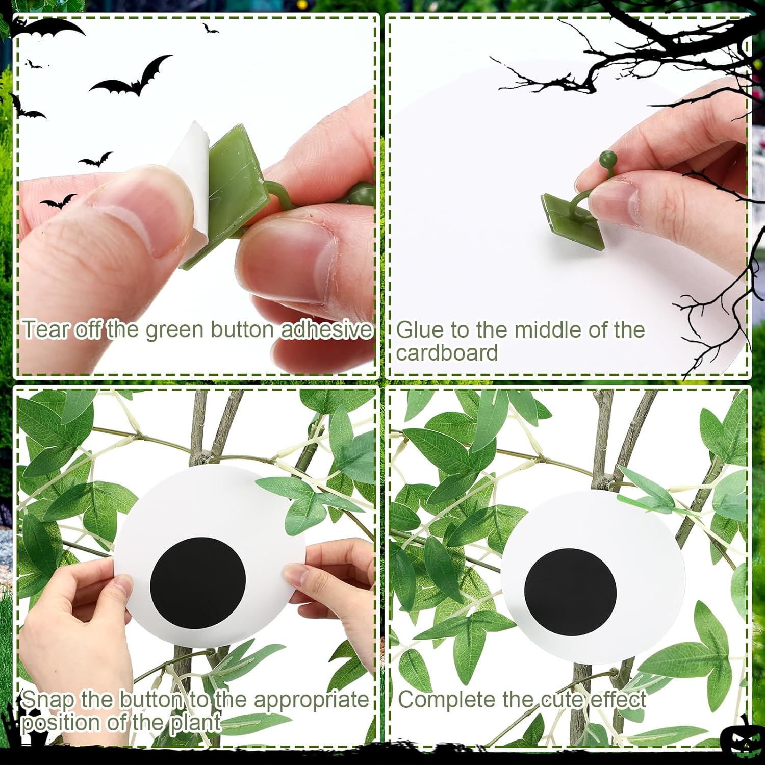 RoundFunny 44セット 3サイズ ハロウィン ブッシュアイ デコレーション ブッシュ ファニーアイ フック ハロウィン D