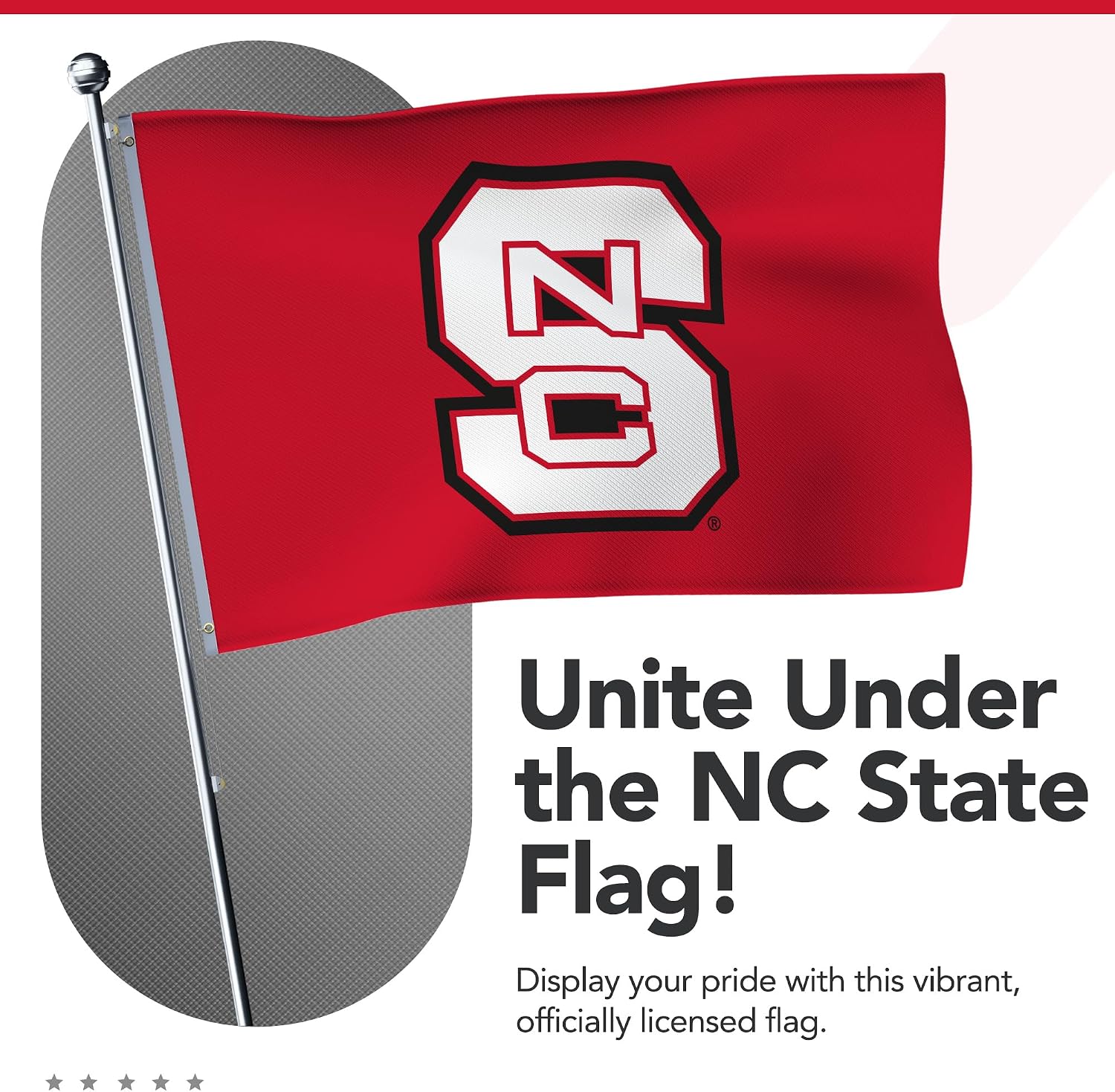 North Carolina State Wolfpack College Sports Printed Flag - NCAA Licensed - Nylon - School Banner (Red, White) (3' x 5')