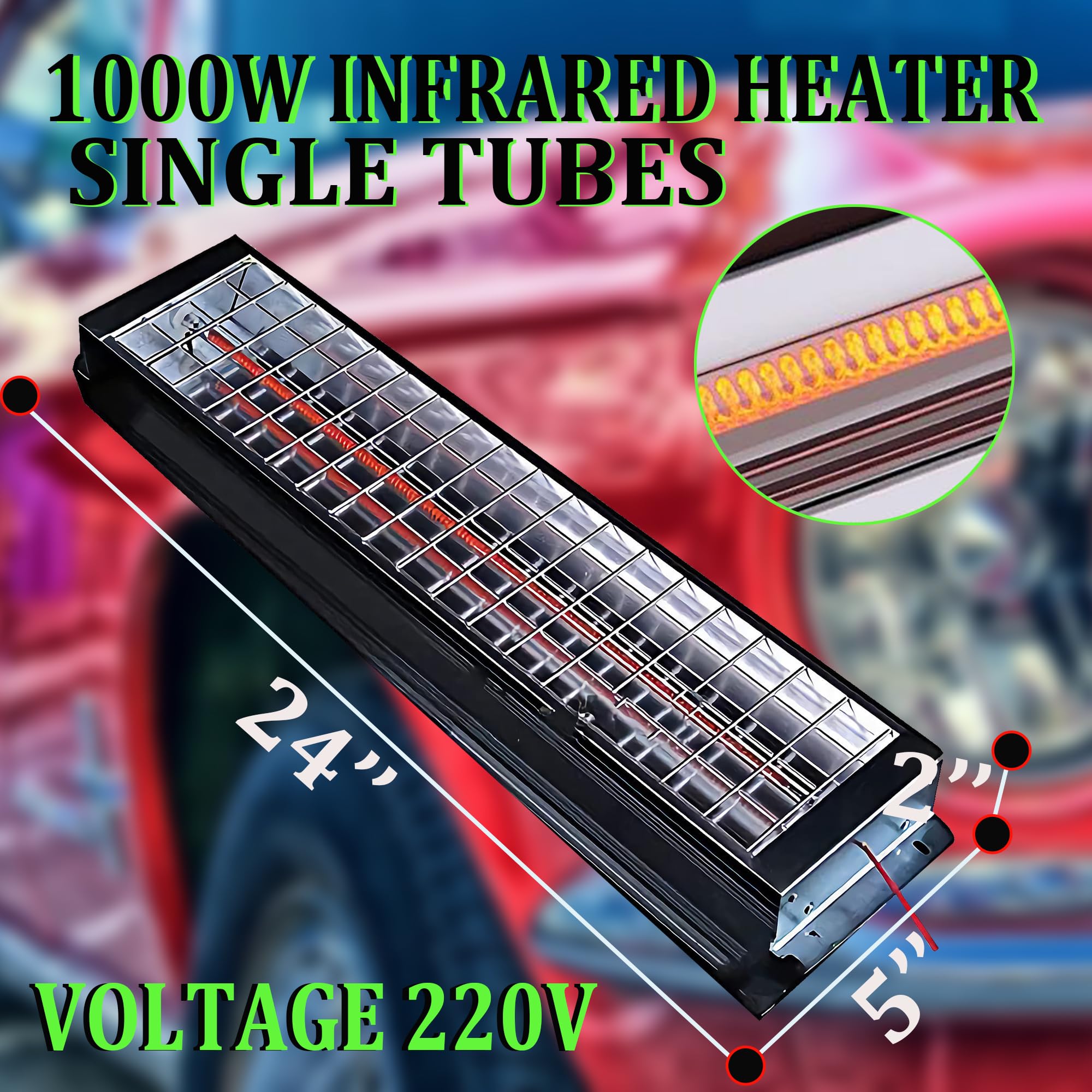 INTSUPERMAI 1000W Infrared Single Tubes Paint Curing/Baking Lamp Heater, 220V Short-Wave Infrared Paint Heating lamp, for Automotive Baking, Heating, Drying, Physical Therapy