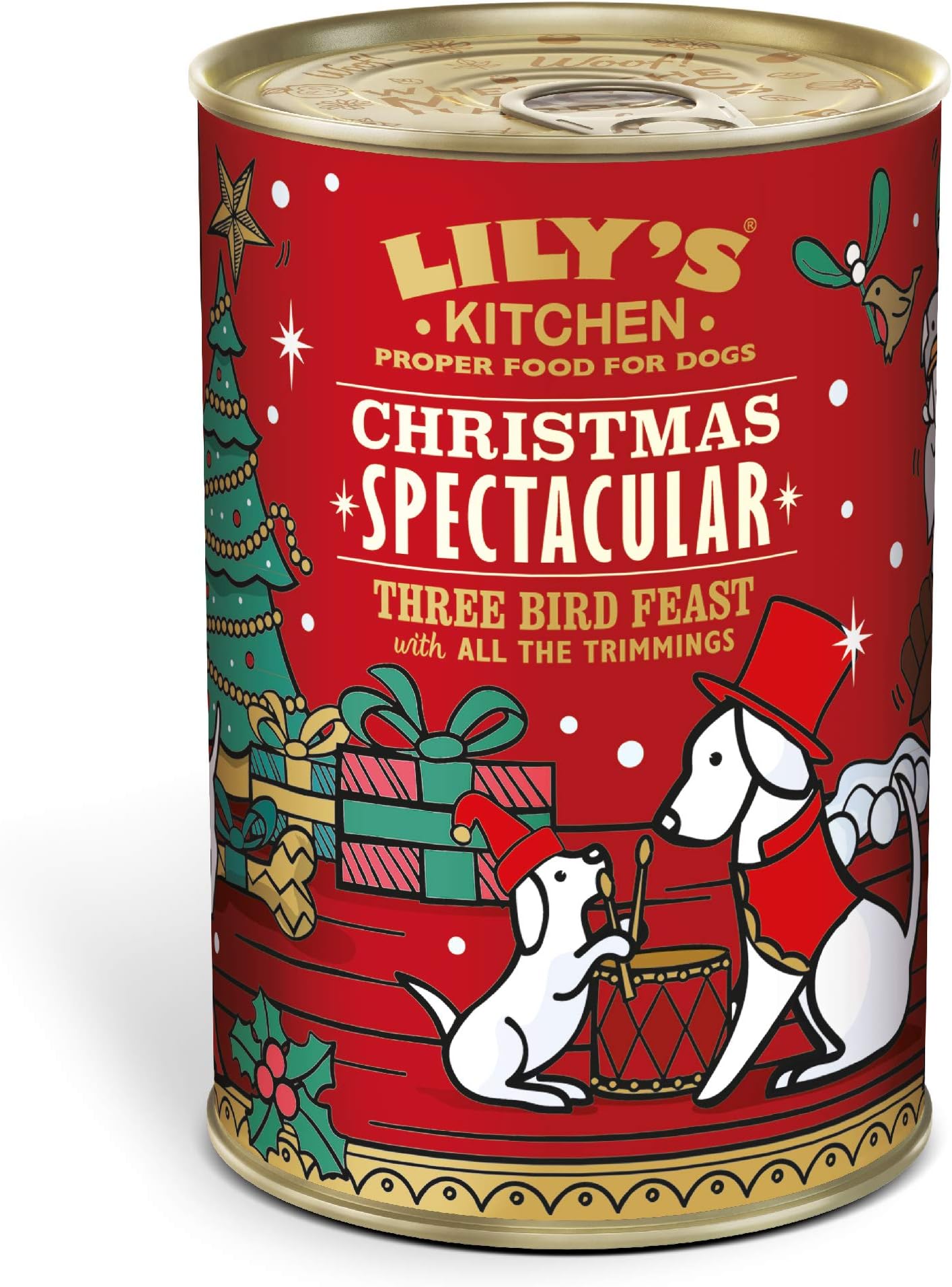 Lily's Kitchen Christmas Spectacular Three Bird Feast with Turkey - Grain Free Adult Wet Dog Food (6 Tins x 400 g)