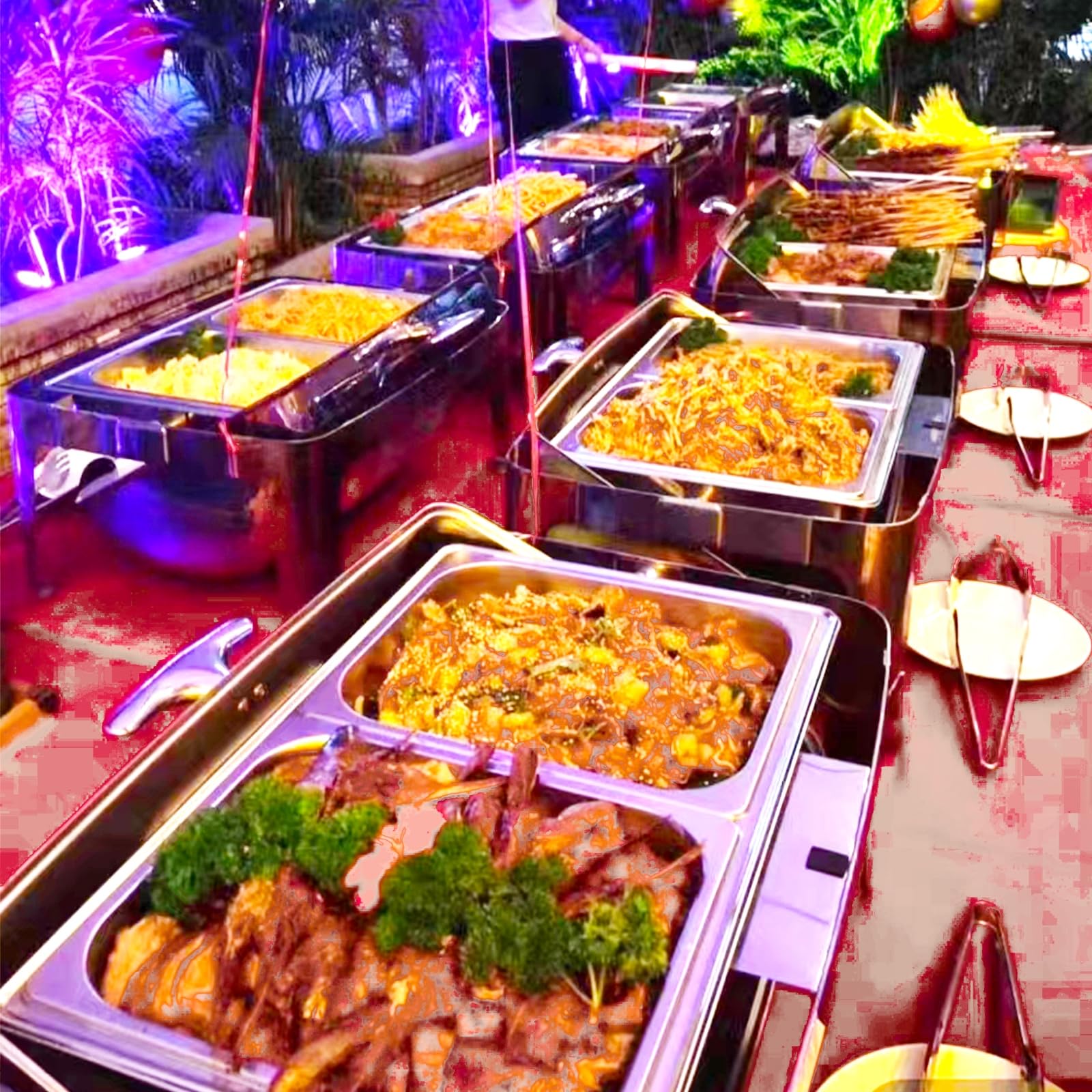 Set da buffet con riscaldatore isolante e vassoio superiore arrotolabile per matrimoni, feste, banchetti, ideale per catering e esposizione di cibo, durevole e facile da pulire