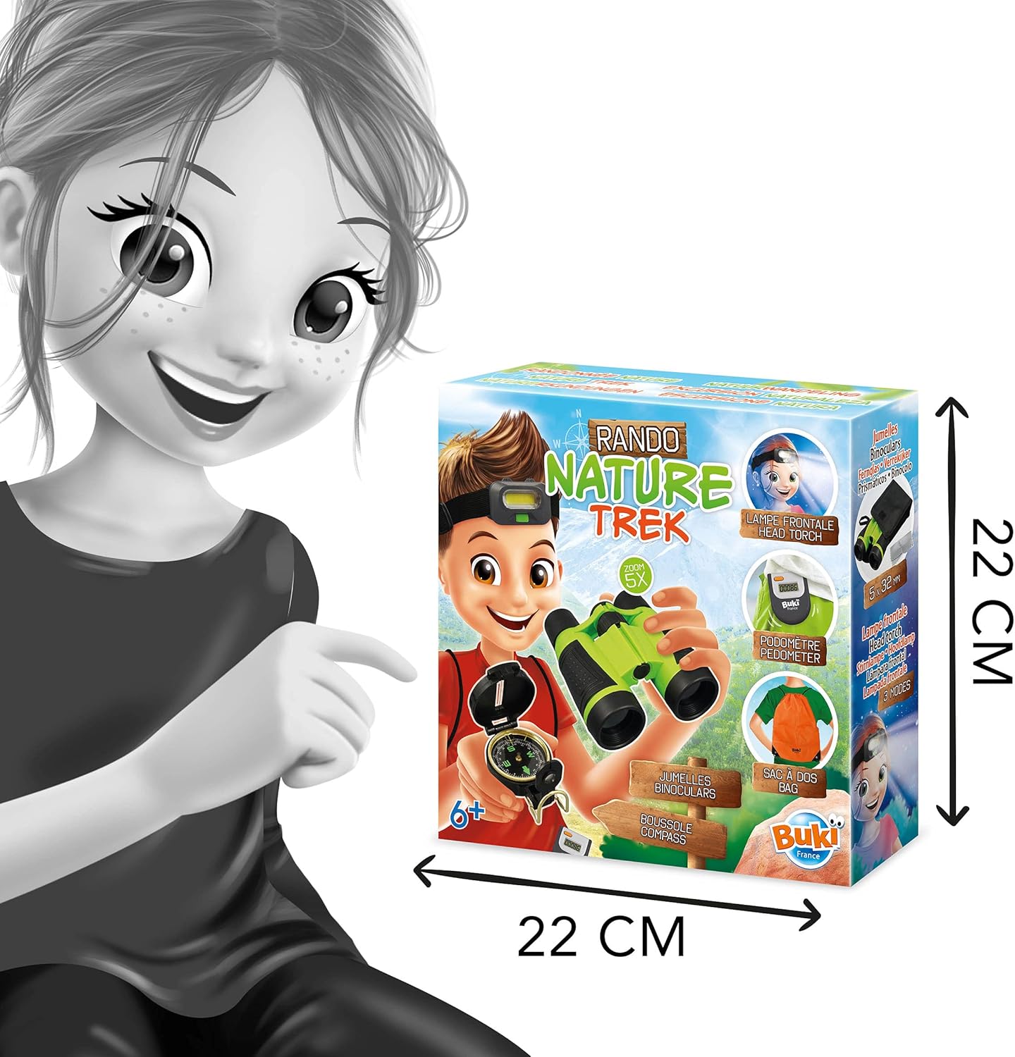 Buki Nature Trek - Everything Kids Need for a Hike! Binoculars, Compass, Hadlamp, and Pedometer! Go Explore The Outdoors! Children's Outdoor, Nature, Camping, and Hiking Accessories.