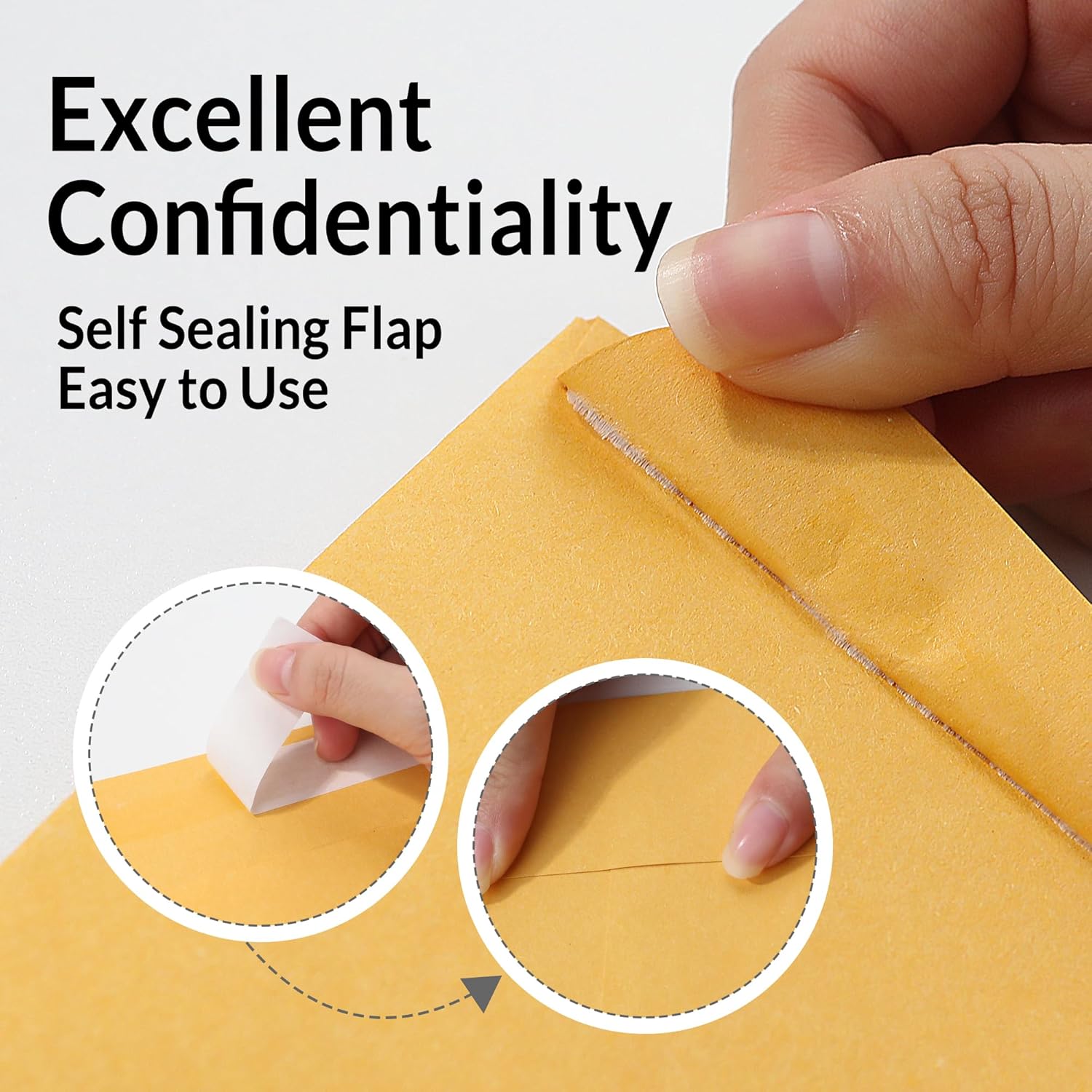 SUNEE 6x9 Manilla Envelopes, 28lb Brown Kraft, Ultra Strong Quick-Seal Security Catalog Mailing Envelopes for Flat Letter Size Documents or Photos, 100 Count - Image 4