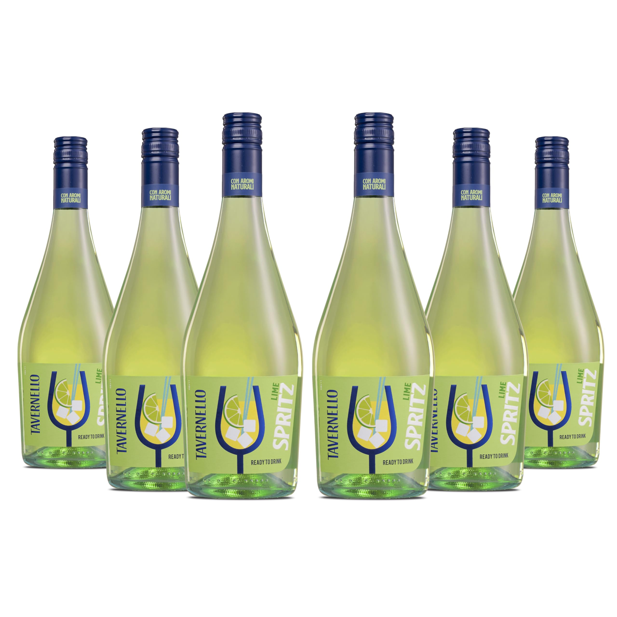 Tavernello Spritz Lime, Spritz Aperitivo Pronto da Bere con Note di Lime e Oli Essenziali, 6,5% Vol, Confezione da 6 Bottiglie da 750 ml