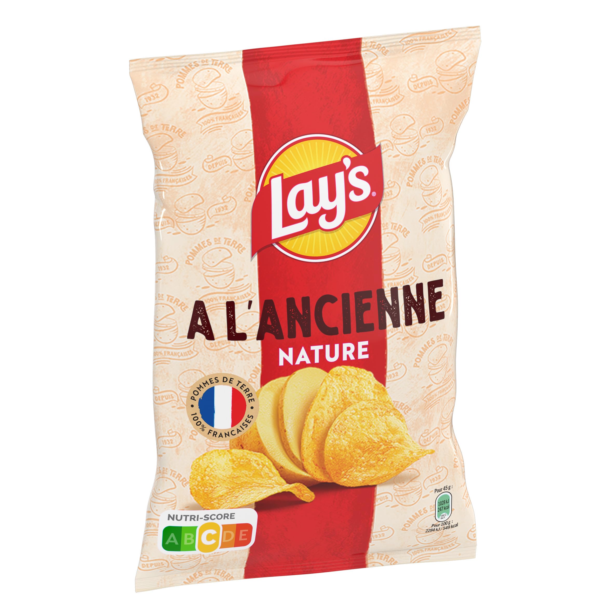 LAY'S Chips à l'Ancienne Nature - Lot de 20x45g