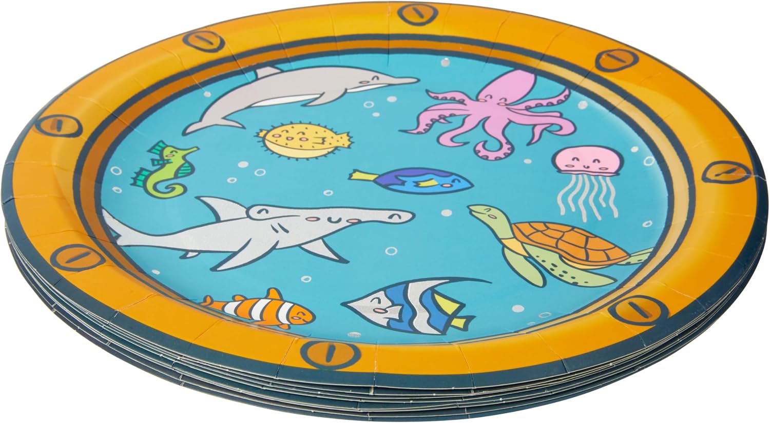 C.R. Gibson TW12-25638 Under the Sea Disposable Paper Dinner Plates, 10.25" Diameter, Multicolor, 8 Pieces