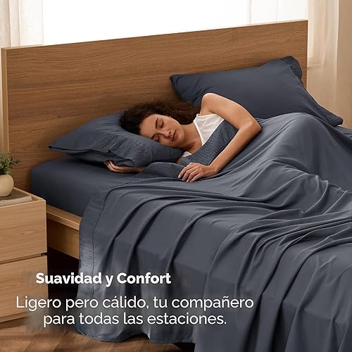 Vista 2 de Bedsure Sábanas de Cama Tamaño Full - Juego de Sábanas Suaves de 4 Piezas Tamaño Full - Transpirables y Refrescantes - Lujo de Hotel - Microfibra