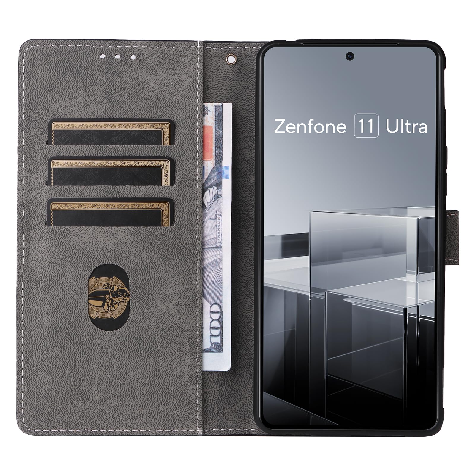 Coque pour Zenfone 11 Ultra Boîtier Flip Portefeuille Cuir Case + RFID,Stand Wallet Folio Leather Cover étui pour ASUS Zenfone 11 Ultra(7)