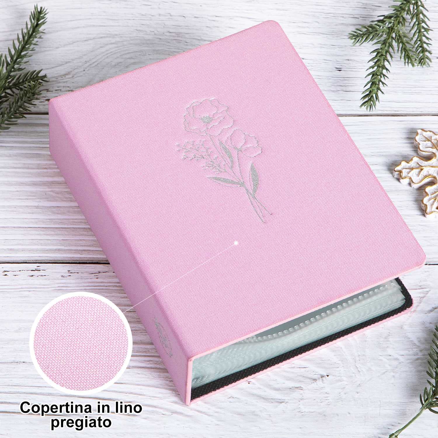 Lanpn Album Fotografico 10x15 100 con Tasche 2 Confezioni, Piccolo Mini Biancheria Album Foto Portafoto Verticale Tascabile Tasca Rosa