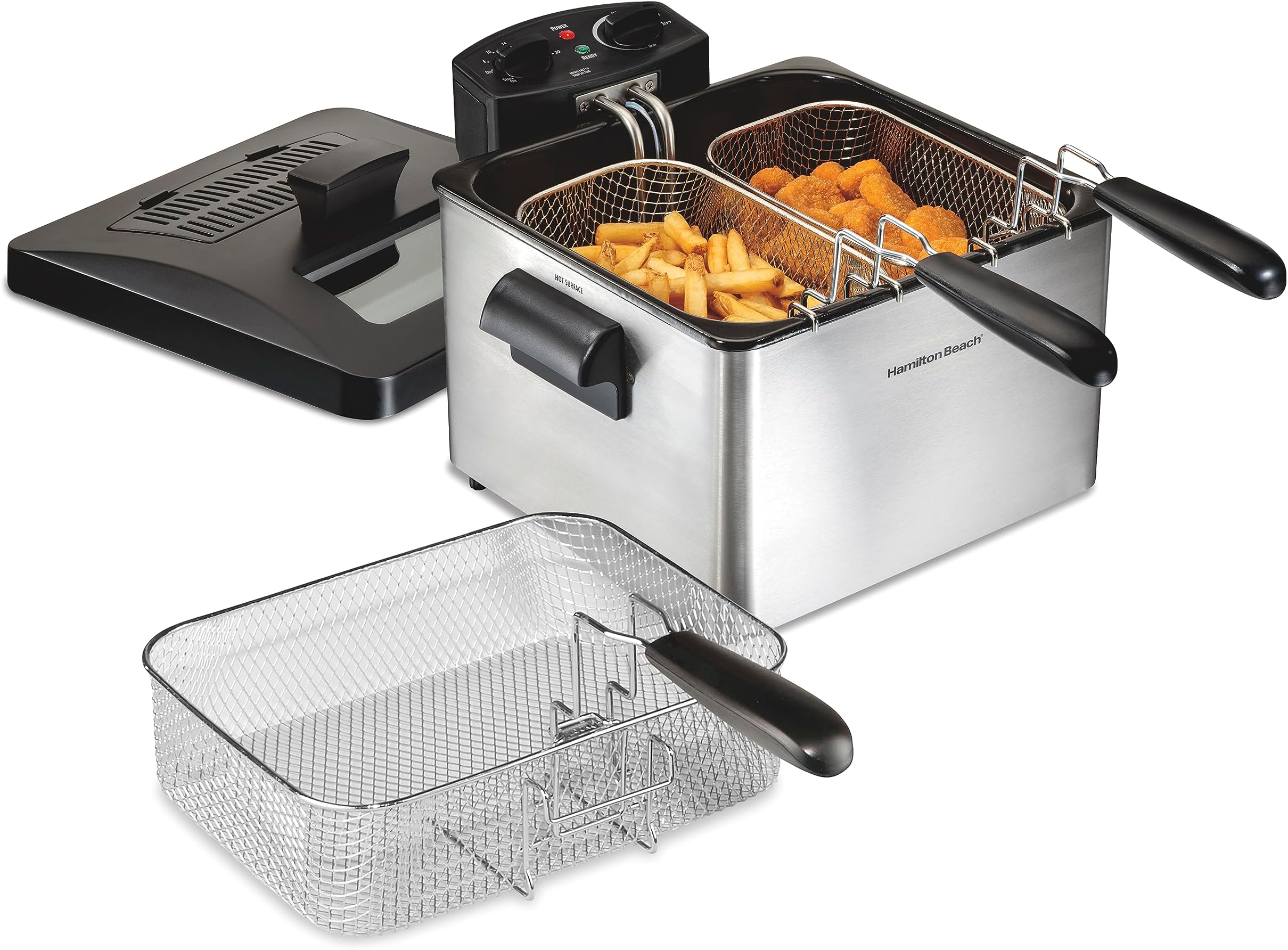 Hamilton Beach 35034 Deep-Deep Fryer Double, Silver, (13.2 CM (14.5 CM) - 10.5 CM)