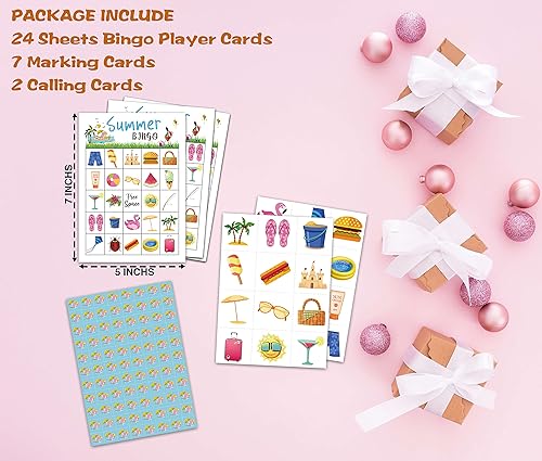 Miniatura 2 de Juego de bingo de verano, juegos de fiesta temática de verano tropical con 24 jugadores, actividades de suministros hawaianos, recuerdos de fiesta