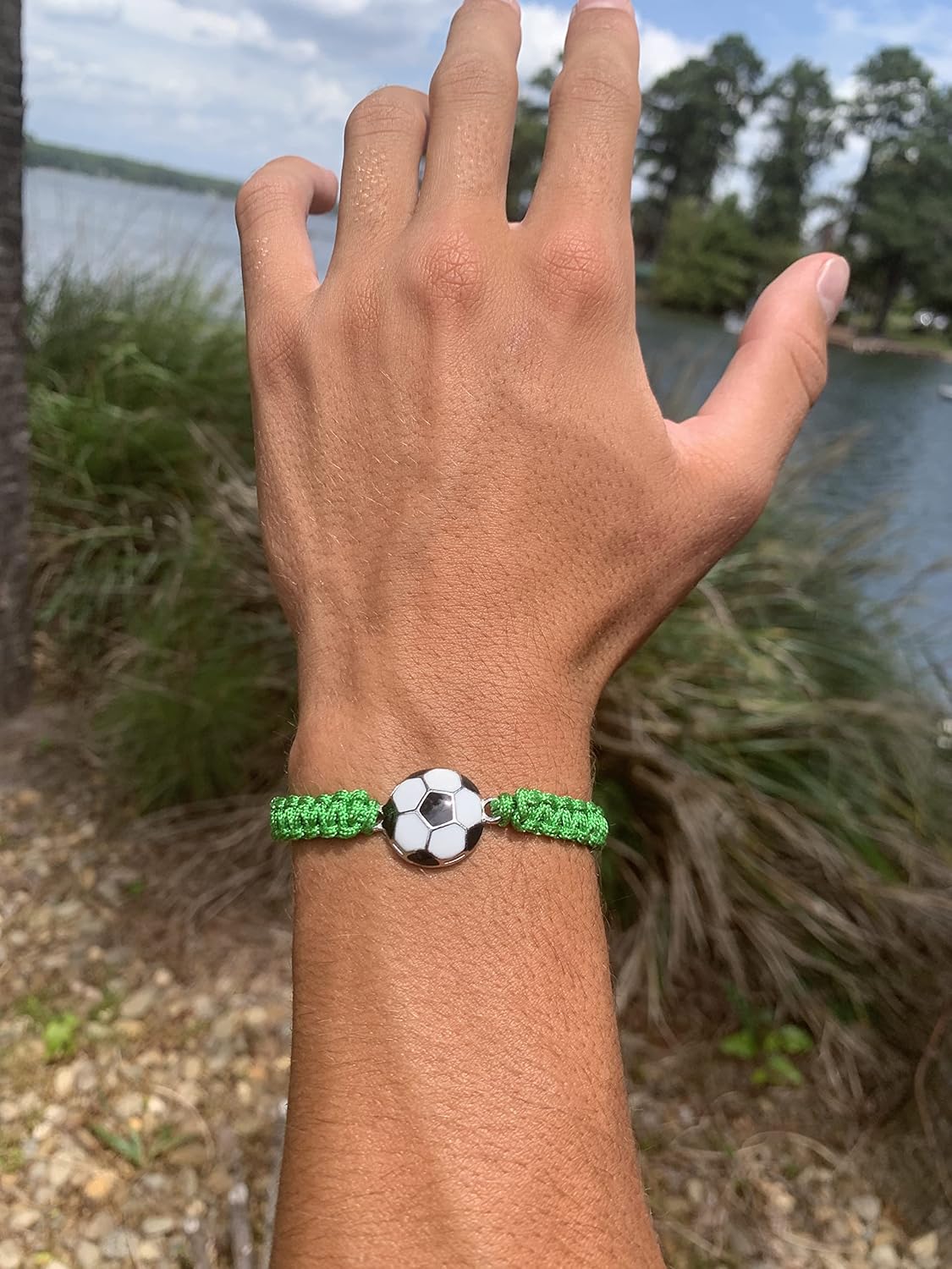 Soccer Bracelet, Soccer Jewelry, Adjustable Unisex Soccer Paracord Bracelets - Soccer Gift - Image 2