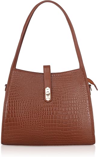 RICHSIGN LEATHER ACCESSORIES Full-Grain Natural Leather Top Handle Handbags &amp; Shoulder Sling Bags For Women Office Branded...