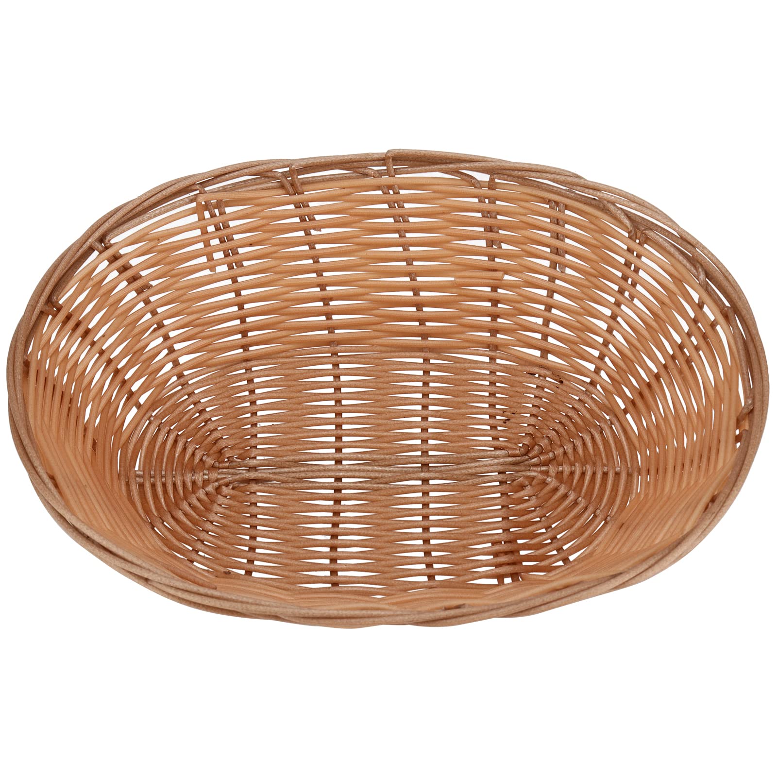 HOZEON Confezione da 15 cestini ovali in plastica, 20 x 17 x 2,8 cm, cestini per il pane in vimini, cestini per il pane intrecciati, cestini per la frutta, per cucina, ristorante, marrone chiaro