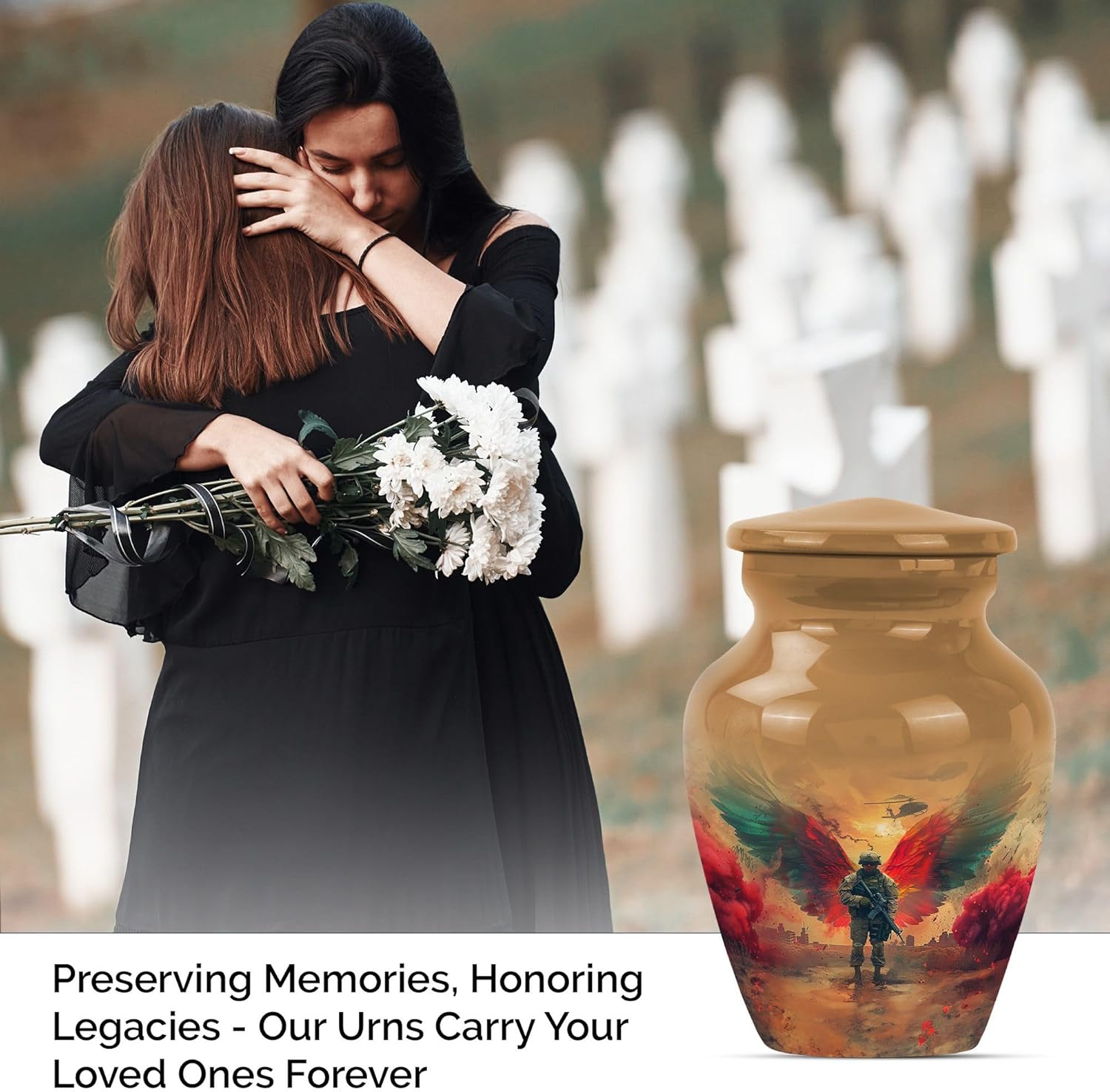 Military Urns for Ashes Adult - Keepsake Urn for Human Ashes - Human - Unique - Funeral Urn - Adult Cremation for Brother & Sister