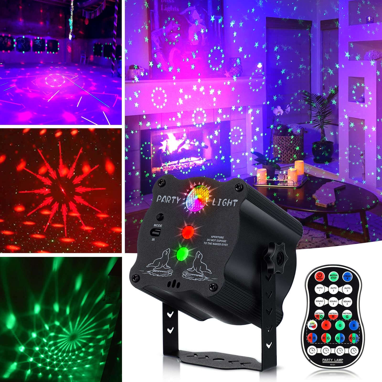 Cordless Mini Disco Lights Strobe Light, 2000mAh Rechargeable Sound Activated Party Lights with Remote Control & Timer, 90 Patterns Light Effect RGB LED Stage Light for Bar Party Wedding Christmas
