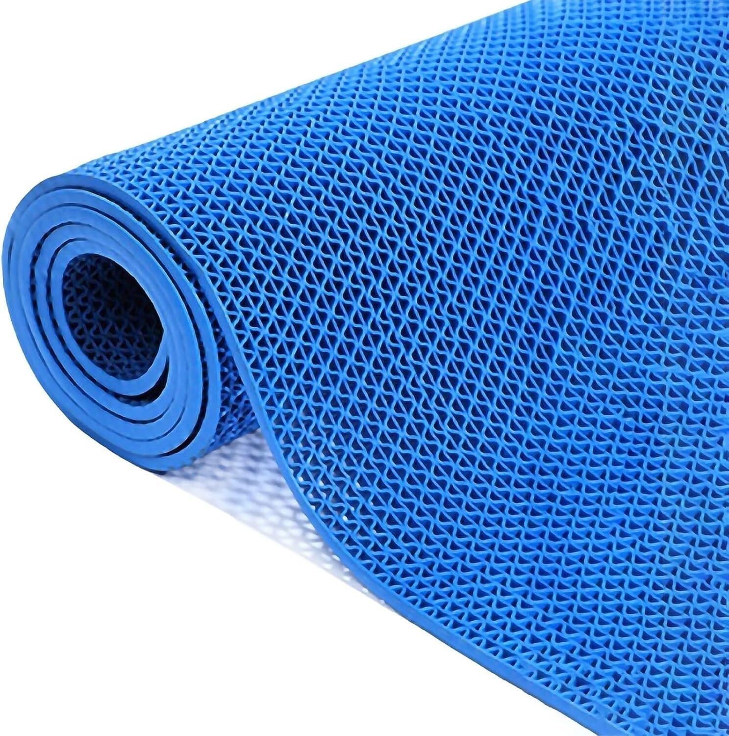Hpthly Blue Wet Area Carpet, 5Mm Thick Pvc Drainage Non-Slip Mat, Hollow Floor Mat For Bathroom, Swimming Pool, Kitchen,-120X300cm