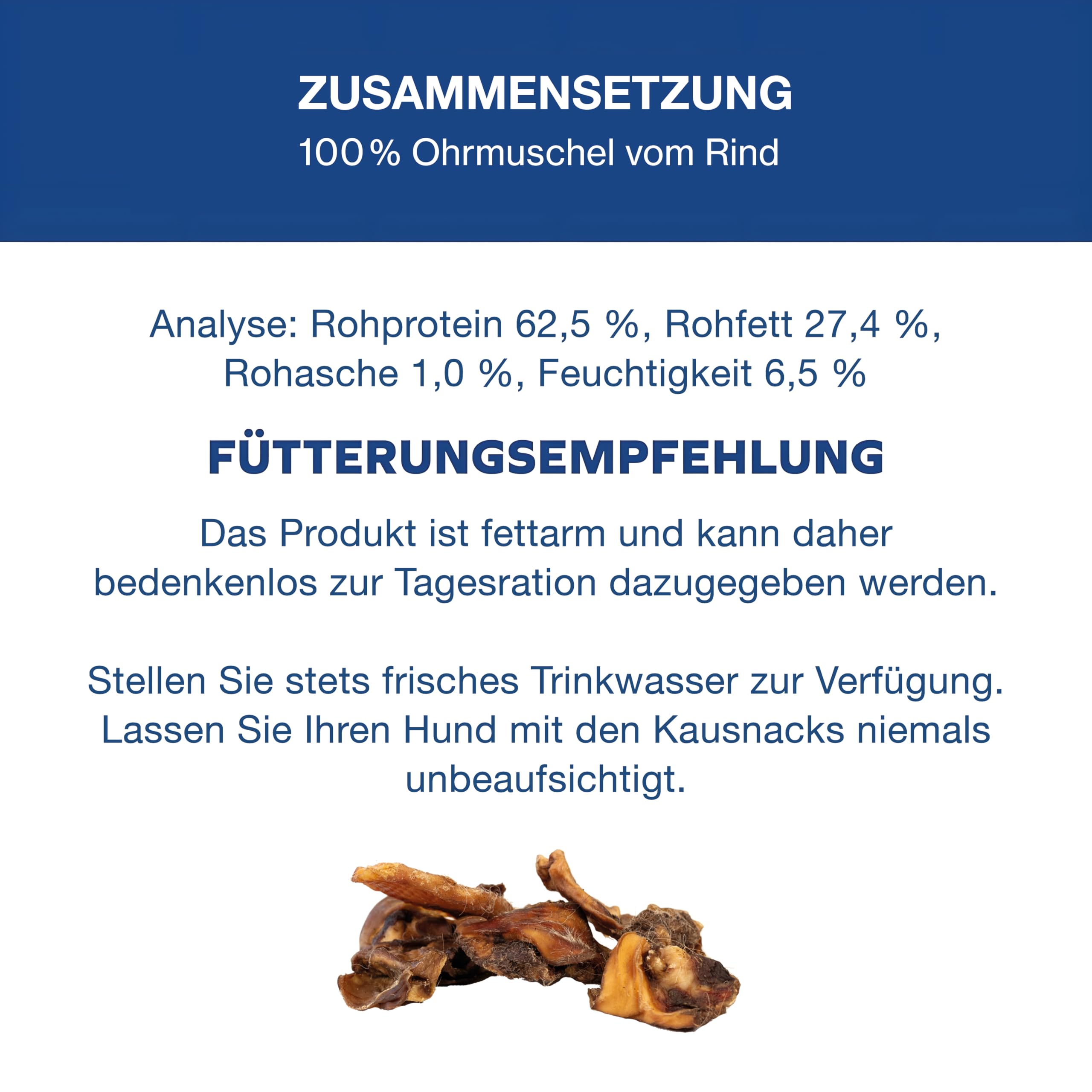 Rinderohrmuscheln getrocknet - Hundeleckerli - Kauknochen und Zahnpflege Hund – 2,5 kg - Hunde Kauartikel