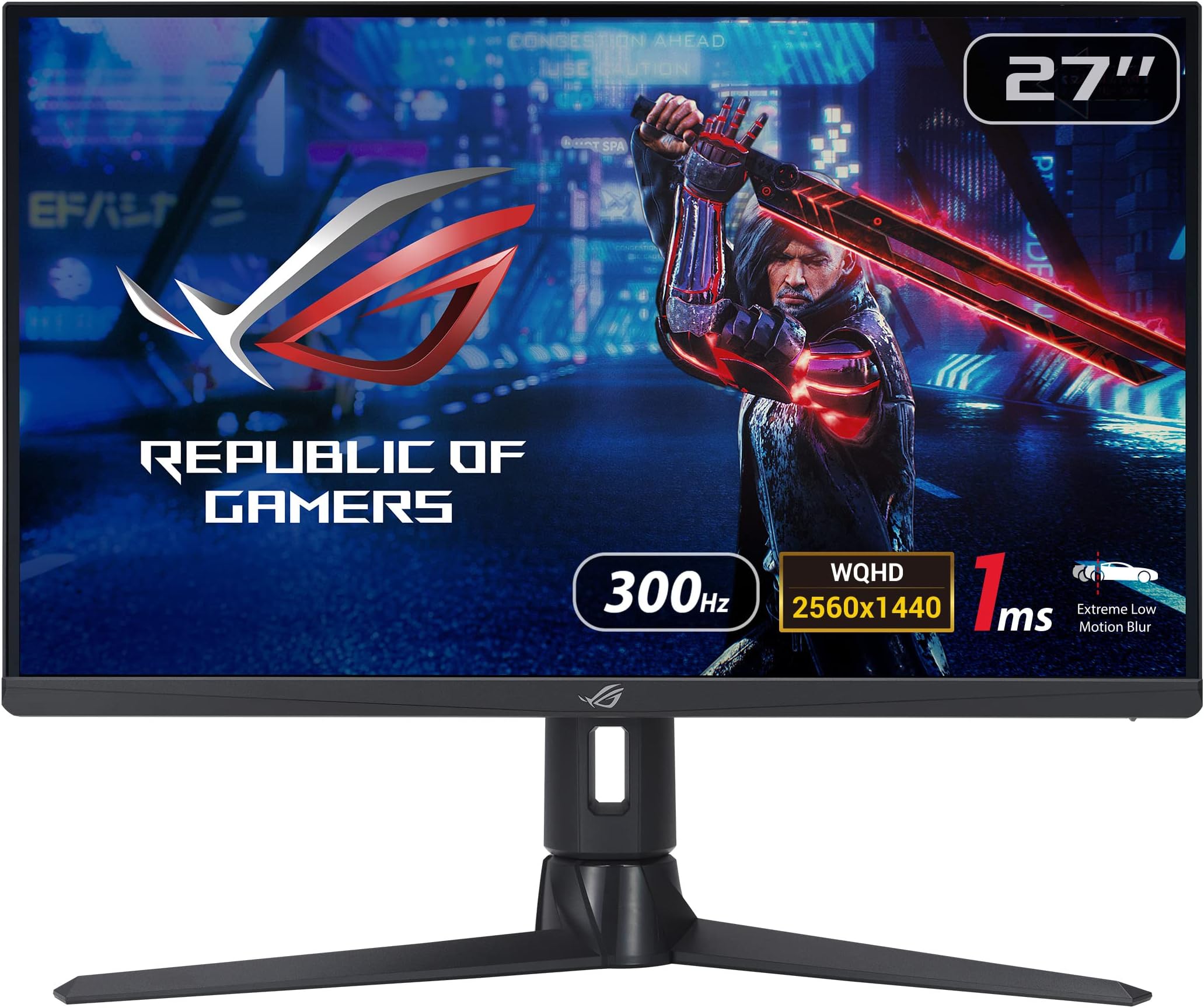ROG Strix XG27AQMR Gaming Monitor/27”, WQHD(2560 x 1440) 300 Hz, 1 ms GTG, G-Sync compatible, Variable Overdrive, ELMB Sync, DisplayHDR 600, BLACK