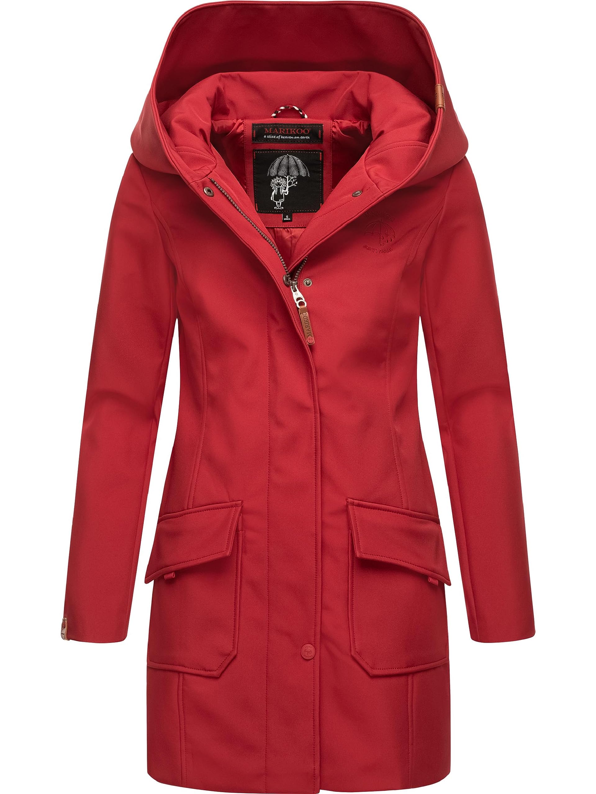 MARIKOO Mount Presanella Overgangsjas voor dames, softshelljas met capuchon, S-3XL, rood (rouge), XXL