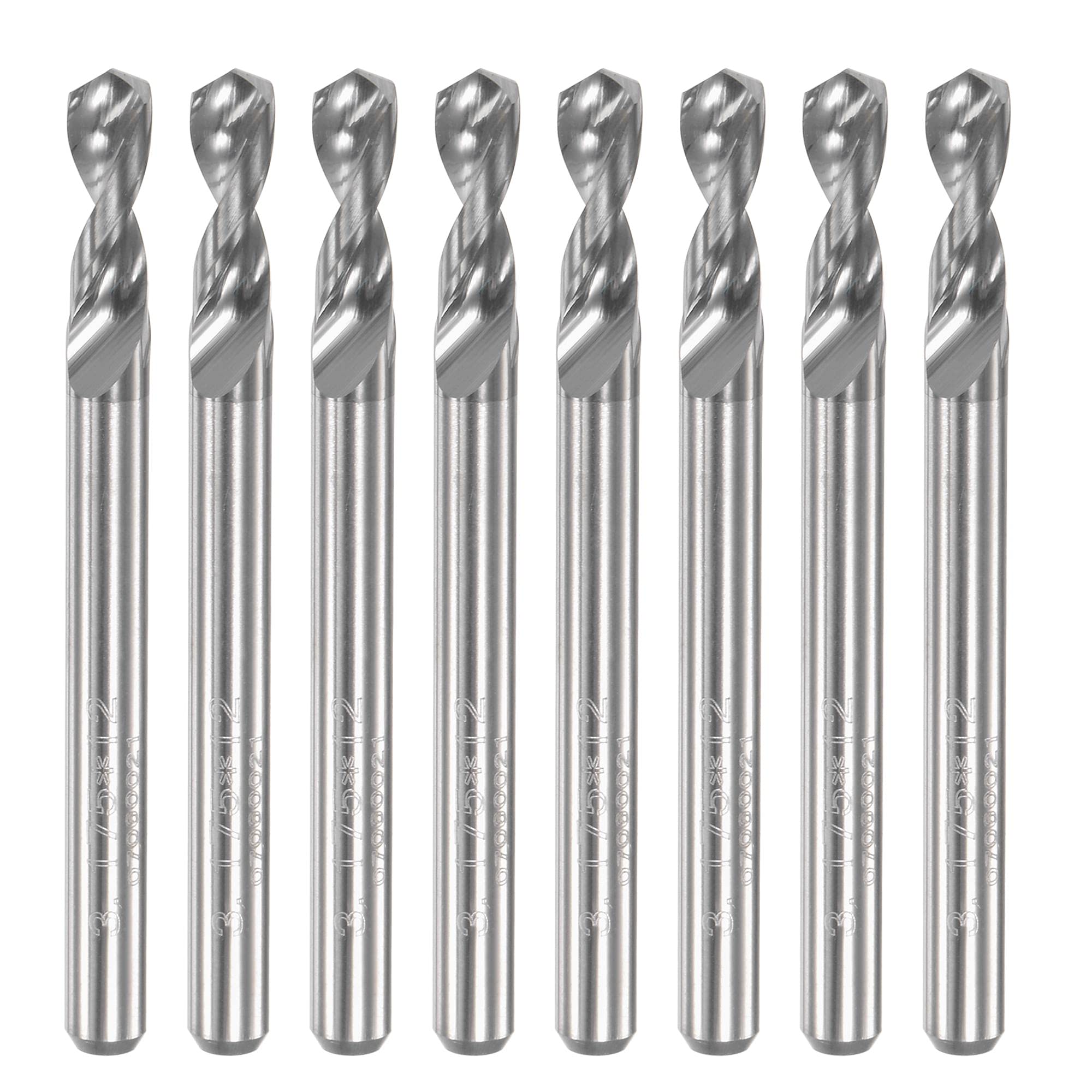 uxcell PCB Punte da trapano 3,175 mm in carburo di tungsteno a spirale, gioielli per incisione CNC, micro punte da trapano 1/8 "gambo 8 pz