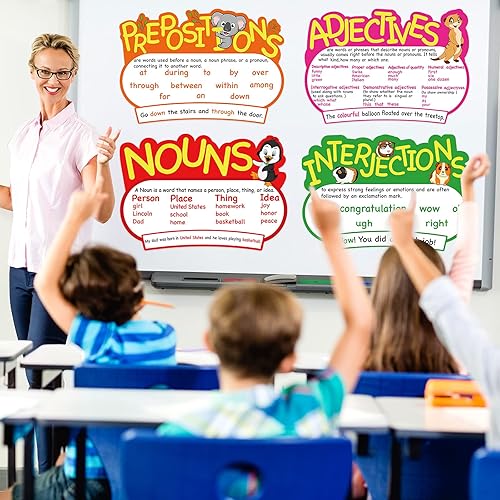 Miniatura 7 de Outus 10 piezas de póster de gramática, recortes de gramática, juego de tablones de anuncios para profesores de aula, artículos esenciales de