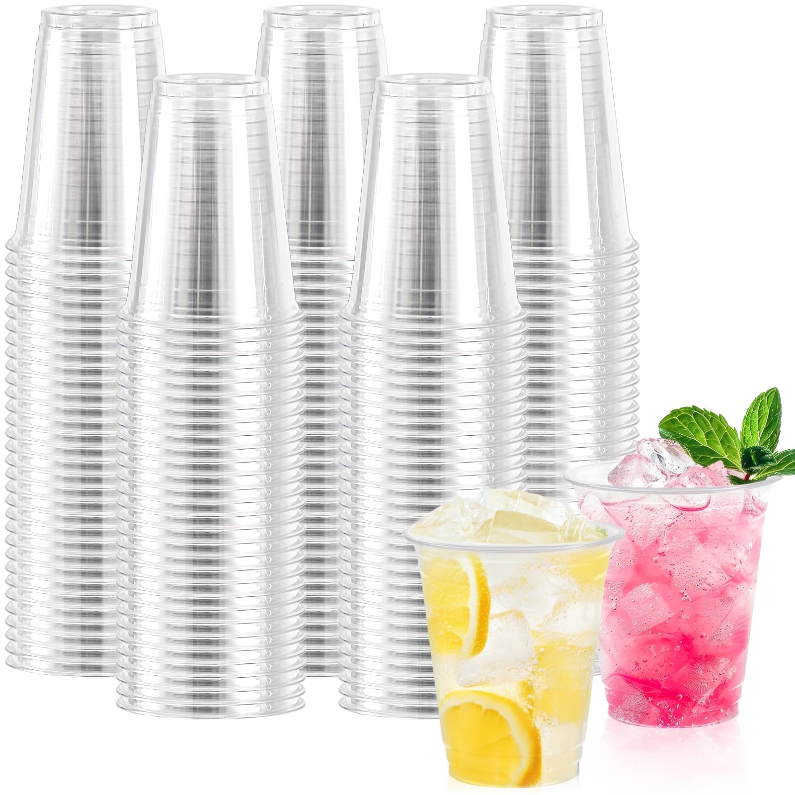 Photo 1 of BYSNOW 12 oz Clear Plastic Cups - 300 Count Disposable Wine Cup for Party, 12 Ounce Drinking Cups Bulk, PET Cocktail Glasses for Smoothie, Fruit, and Cold Beverage