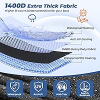 Vista 2 de RVMasking Cubierta para barco pontón con cubierta para motor, 1400D resistente reforzada en el medio, cubierta impermeable para barco de grado