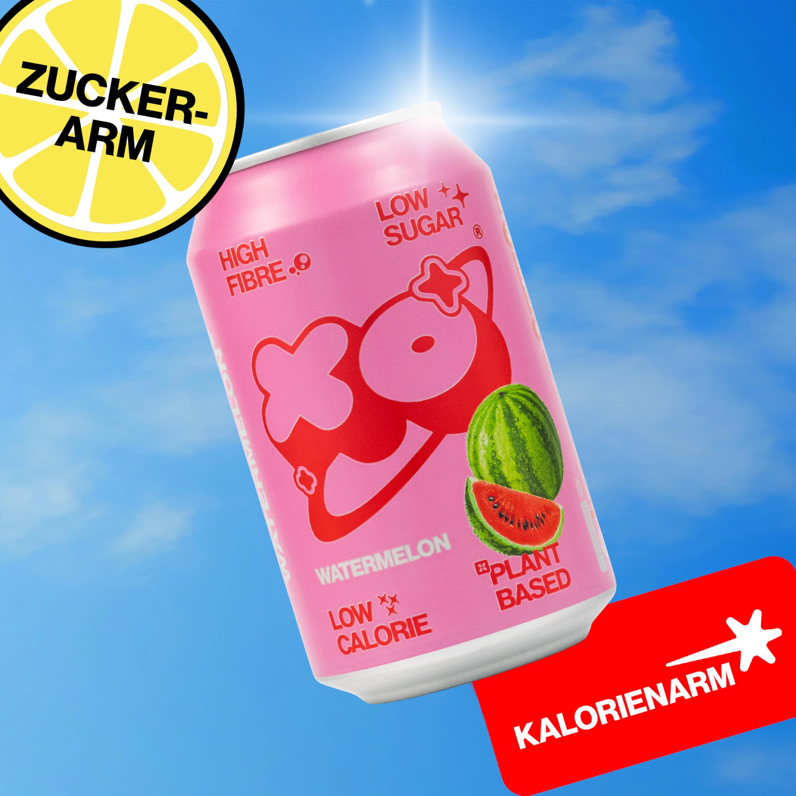 XO Watermelon Lemonade (12 x 330 ml) | erfrischend, natürlich, ballaststoffreich | 6 g pflanzliche Präbiotika | wenig Zucker & Kalorien