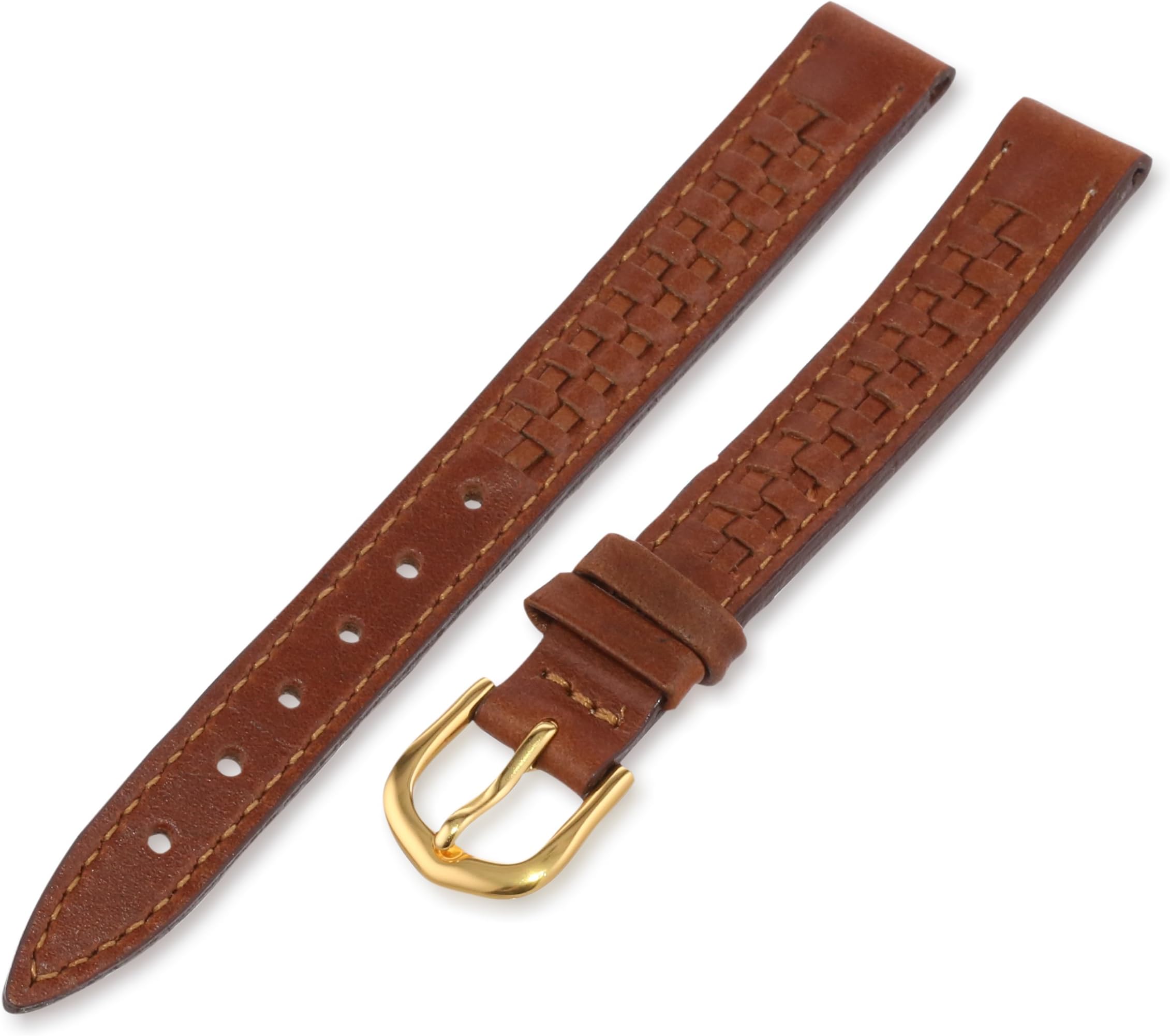 TX416091 Allstrap 11mm Brown Regular-Length Genuine Leather-Braid Watchband