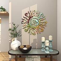 Vista 7 de Deco 79 Decoración de pared de metal para el hogar, escultura de pared para interiores y exteriores con patrones abstractos, arte de pared de 26 x 1