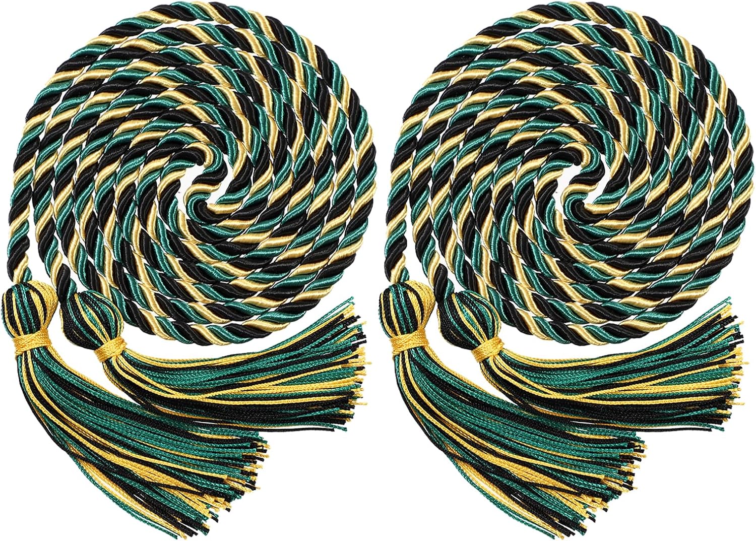 2 Pack Graduation Honor Cords with Tassel 68" (Peacock Blue White) | High School College Ceremony Accessories, Fit Bachelor, Master, Doctor Students, Photo Prop