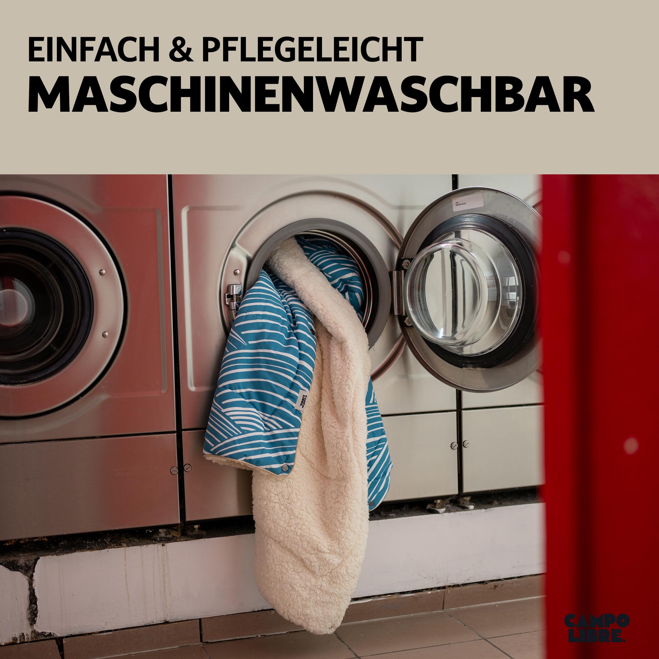 Campo Libre.® Wanda I multifunktionale Campingdecke I 4 in 1 - Decke, Schlafsack, Kissen, Poncho I Thermodecke Outdoor I ultraleichte Reisedecke I weiches Sherpa- Fleece I 100% recycelte Materialien