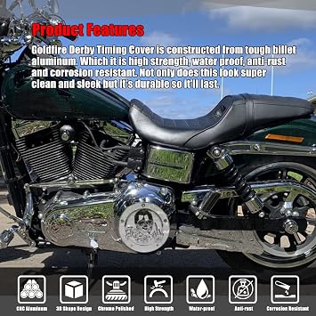Goldfire 5 Hole Derby Timer Cover and Points Covers Fits for Harley 1999-2014 Big Twin Cam Touring Road King Electra Glide FLHR FLHX FXST Dyna (3D Skeleton Black)