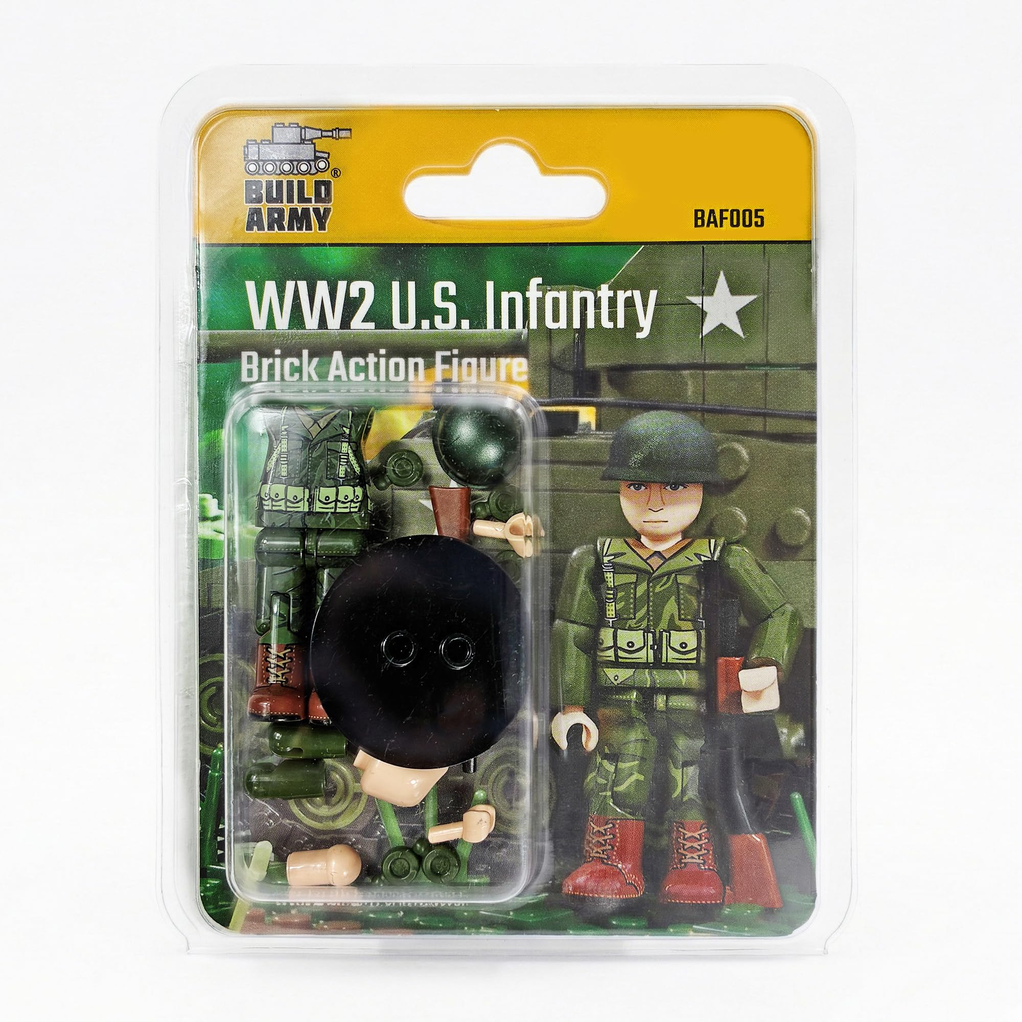 Buildarmy WWII Soldiers Articulated Brick Action Figure Building Block Midfigure Compatible with Major Brands Military History Collectible WW2 U.S Infantry Rifleman