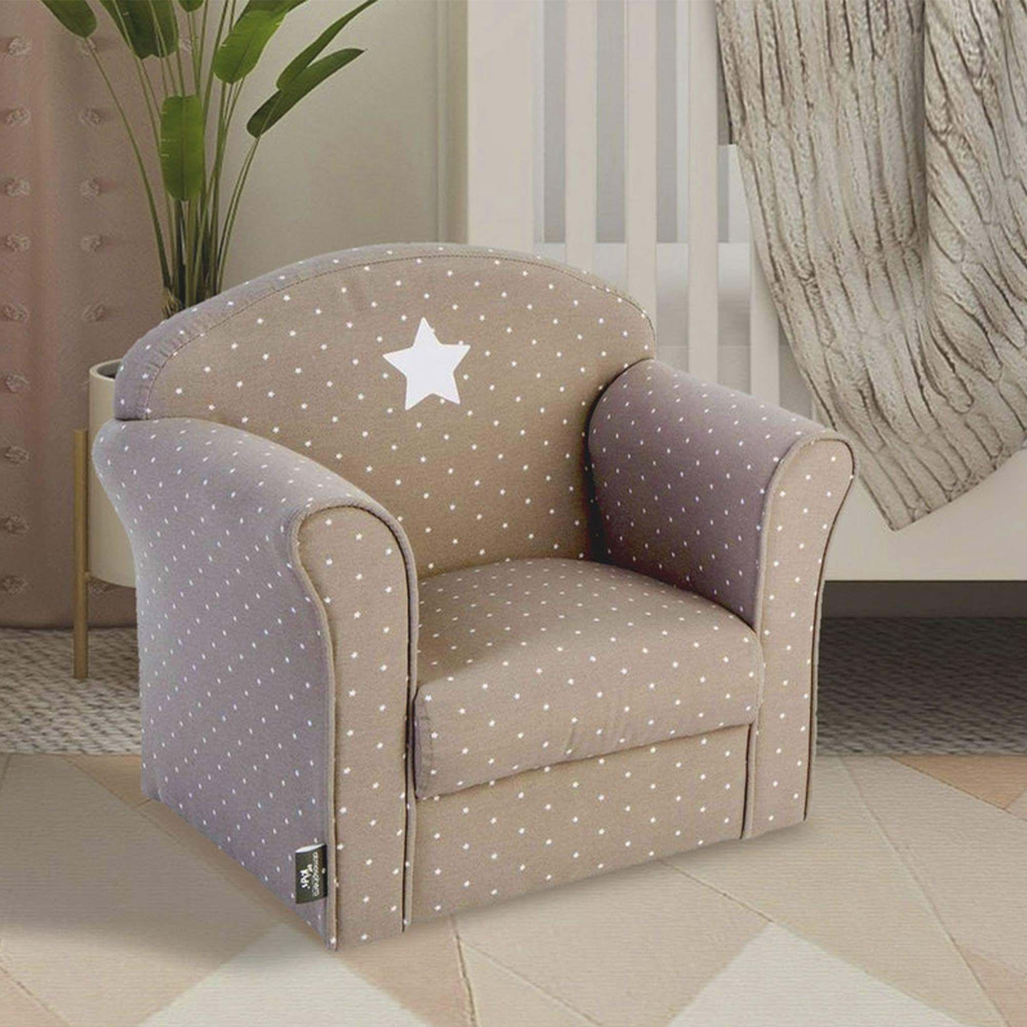 Sillón Infantil Classic Color Gris Topo con Estampado Decorativo, 49 x 35,2 x 44 cm