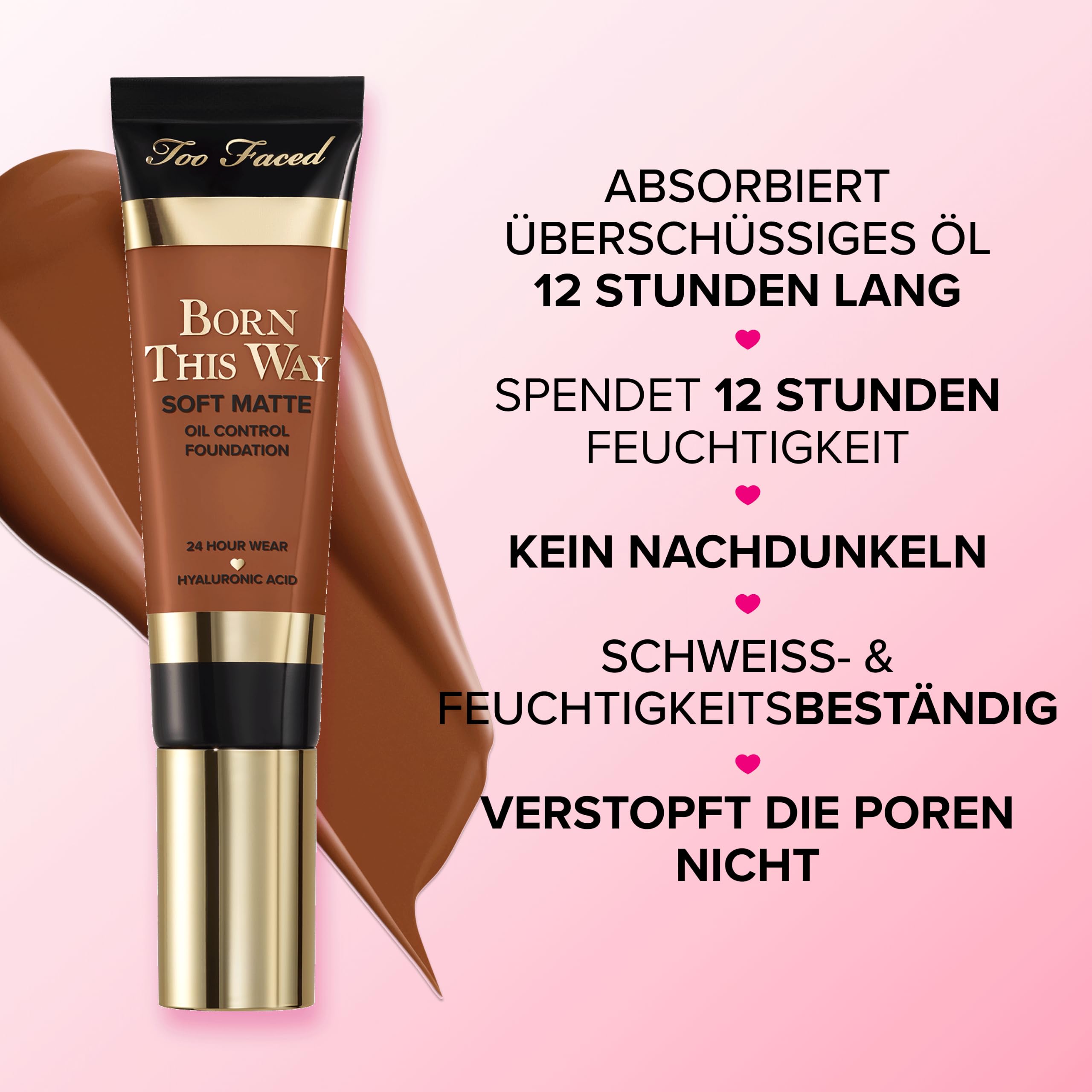 Too Faced Born This Way Soft Matte Foundation | Langanhaltende, Wasserfeste Grundierung | Feuchtigkeitsspendende Foundation mit Glanzkontrolle