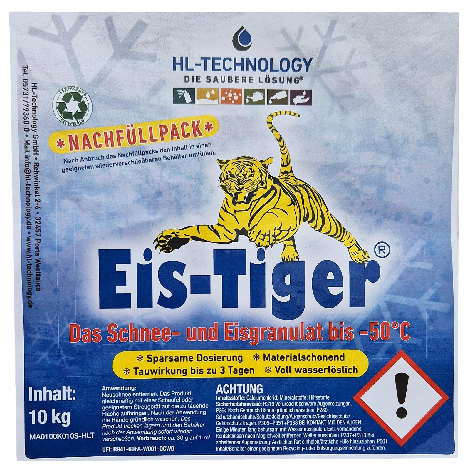 Spezial Auftaugranulat Beutel 10 kg für das Pfotenwohl von Hund und Katze Auftaumittel Luftentfeuchter Nachfüllpack