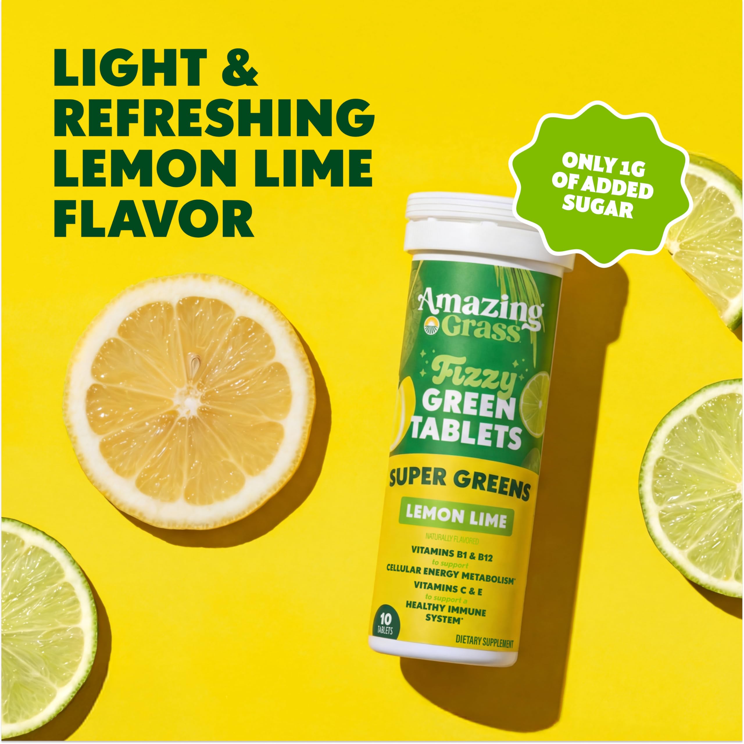 Amazing Grass Fizzy Green Superfood Tablets, Lemon Lime, 60 Count — Amazon image 6