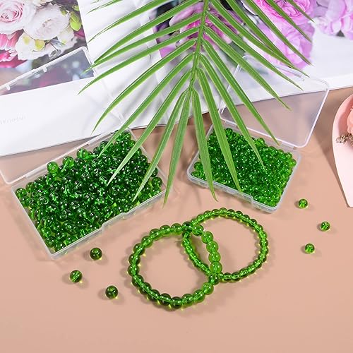 Miniatura 2 de Jcutelry 100 cuentas de piedras preciosas naturales redondas sueltas para la fabricación de joyas (cristal verde, 0.23 pulgadas)