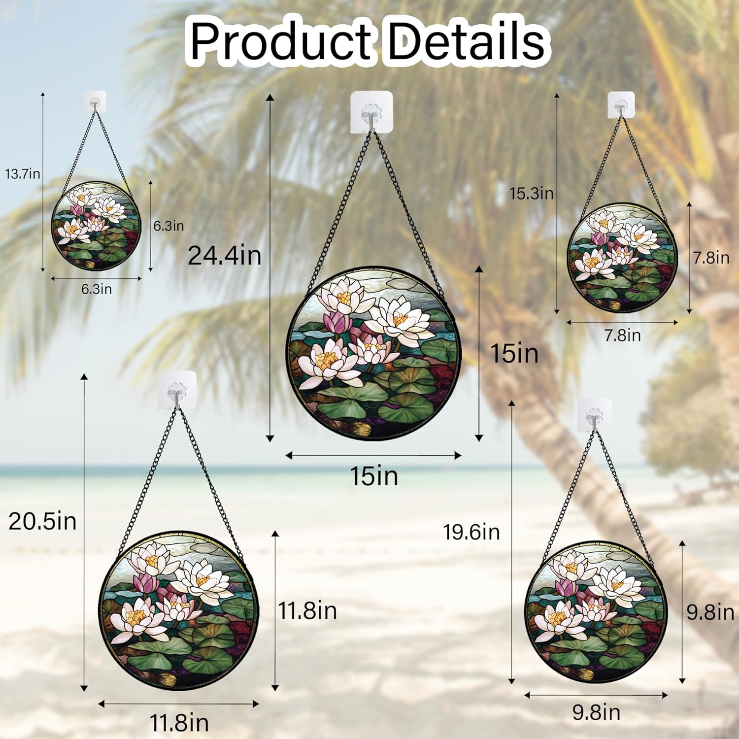 Stained Glass Window Hanging - Lotus Retro Landscape Suncatcher for Door Yard Flower Sun Catchers Decor Christmas Mother's Day Birthday Gifts for Lovers Women Mom Nana Friend 15 in