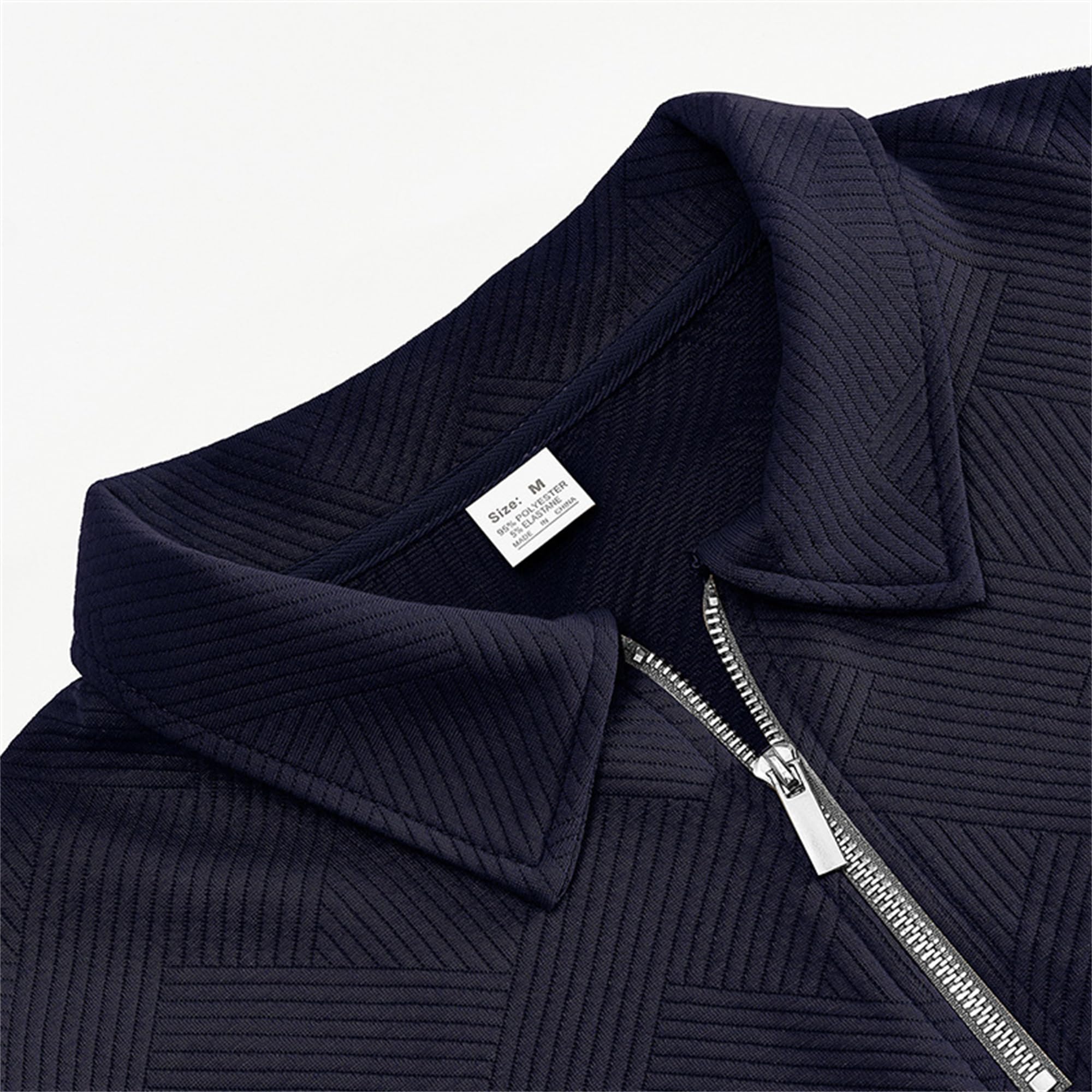 Sudadera Hombre Media Cremallera Cuello Polo Texturado Suéter Casual Golf